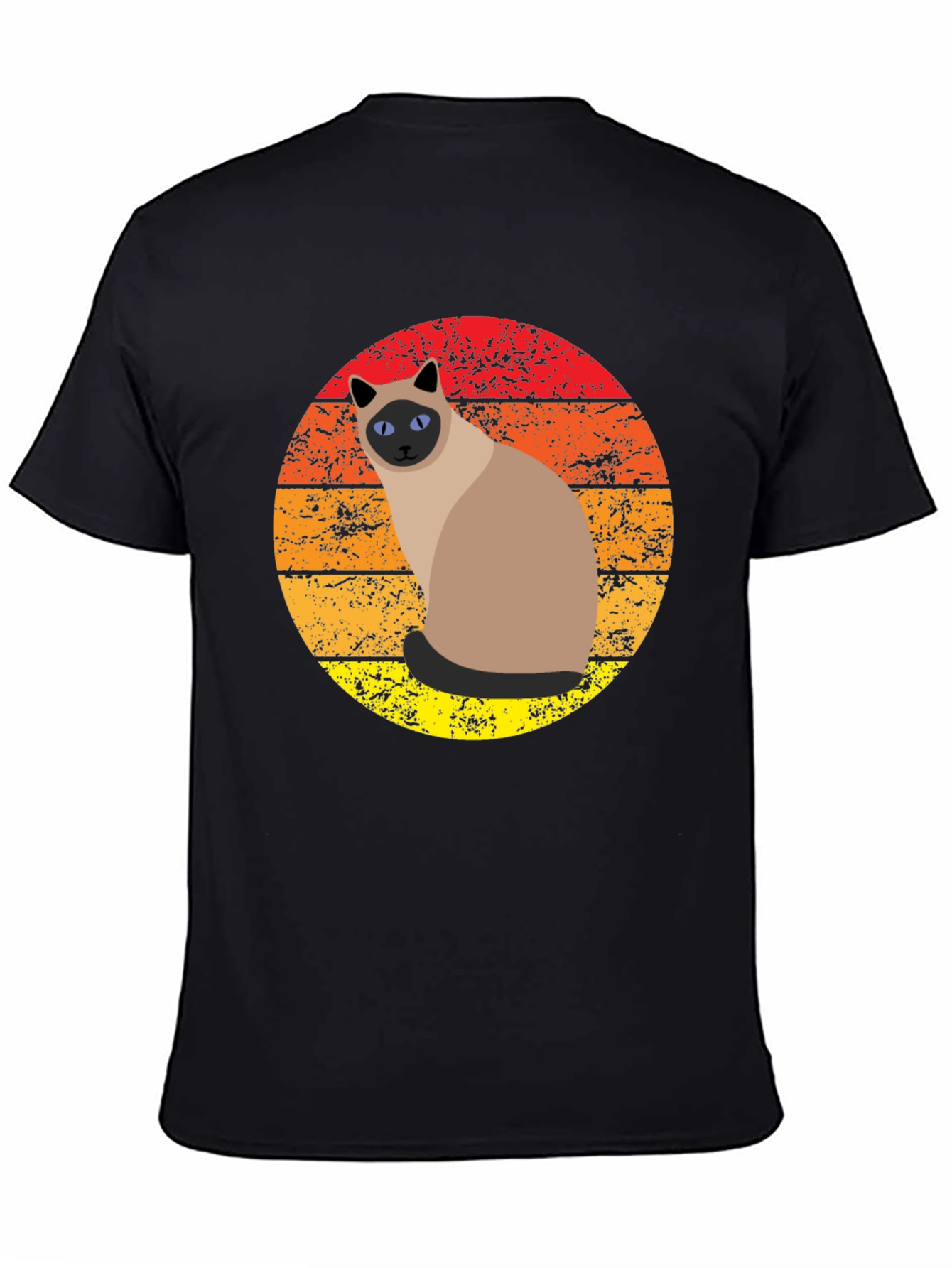 Retro Siamese Cat Sunset Graphic Tee