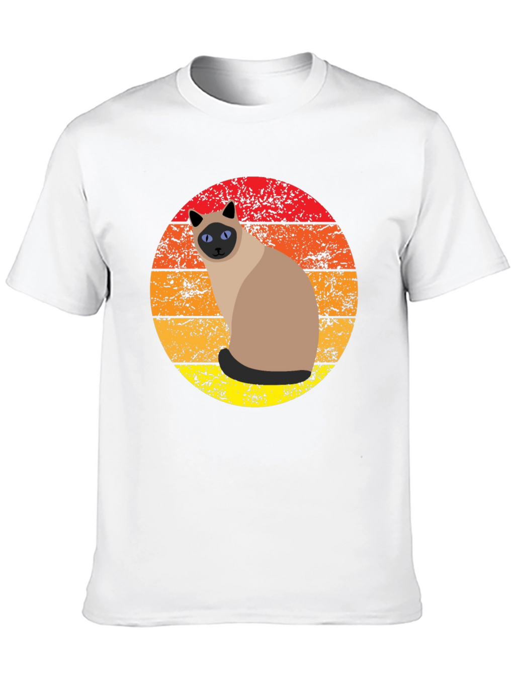 Retro Siamese Cat Sunset Graphic Tee