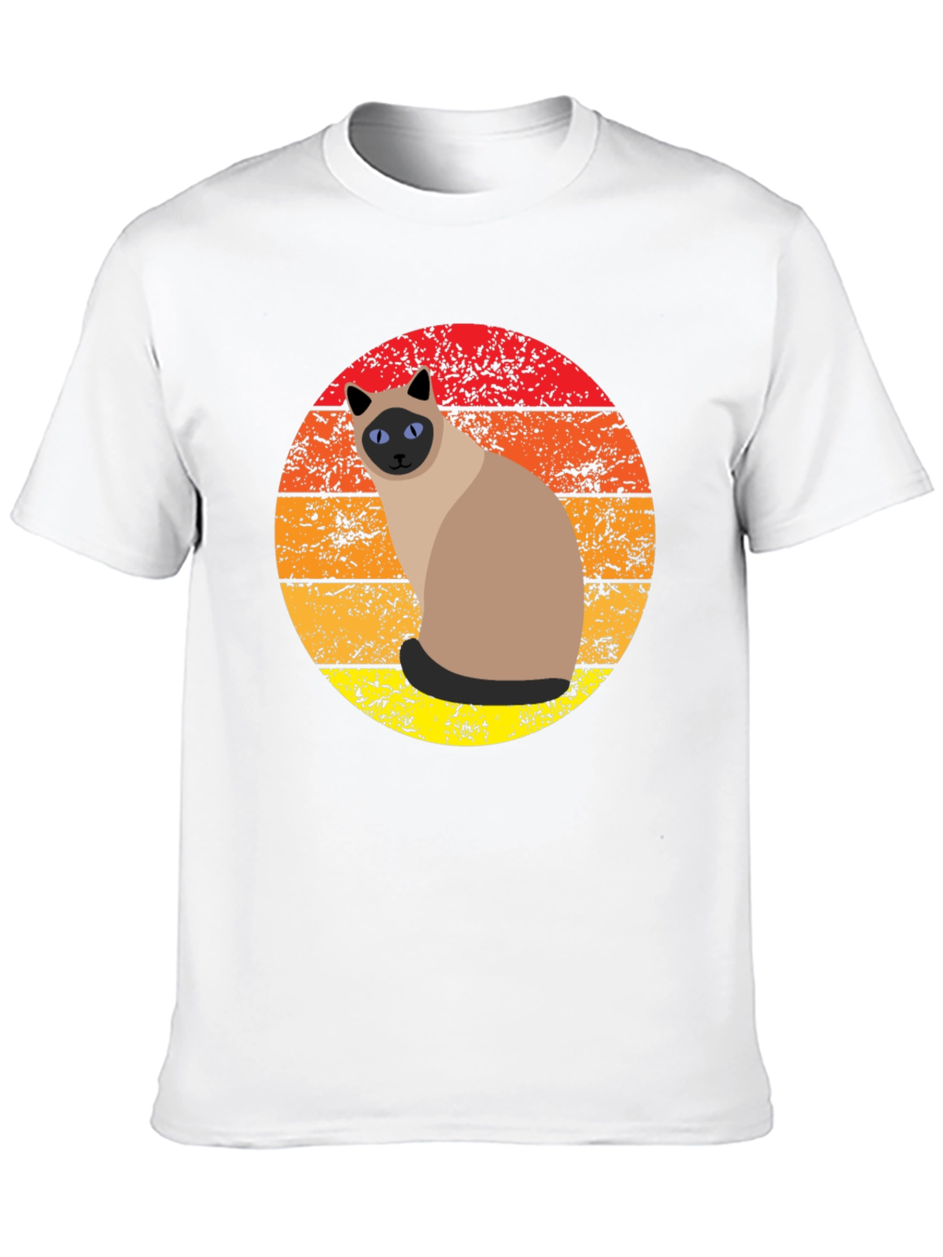 Retro Siamese Cat Sunset Graphic Tee