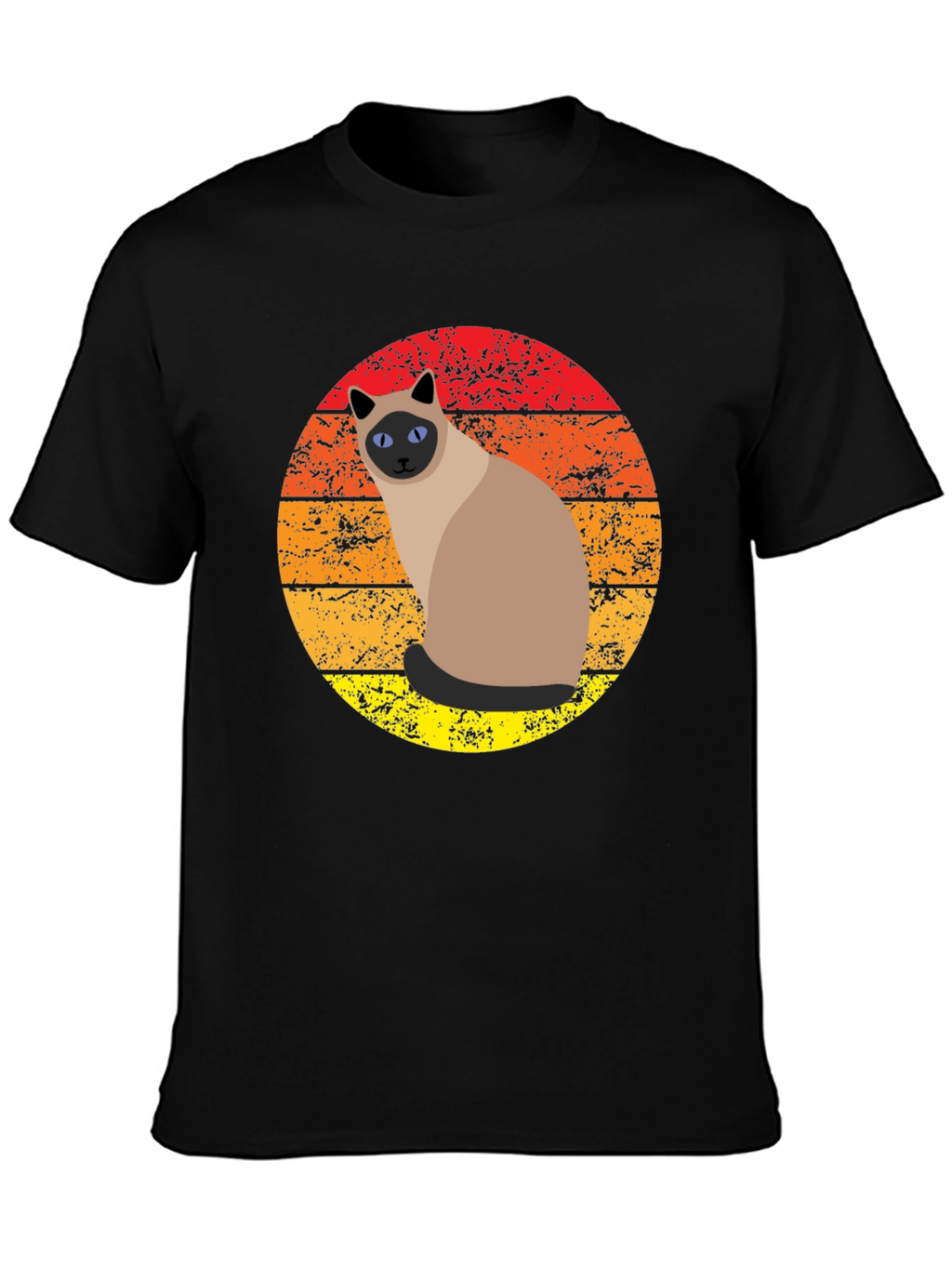 Retro Siamese Cat Sunset Graphic Tee
