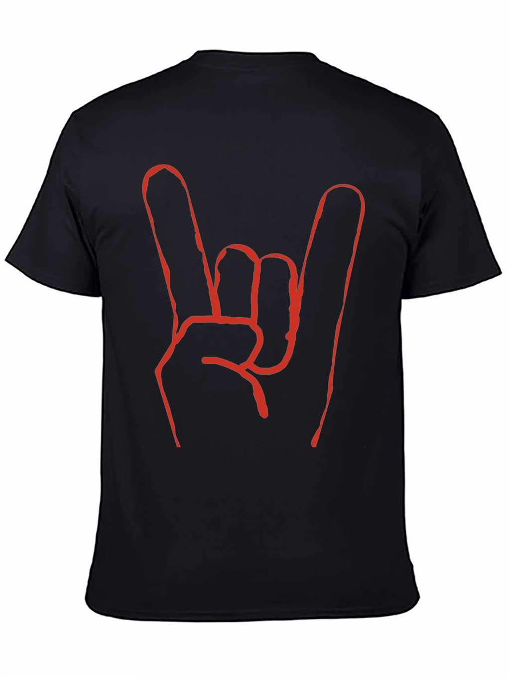 Rock On! Black T-Shirt with Bold Hand Sign Design