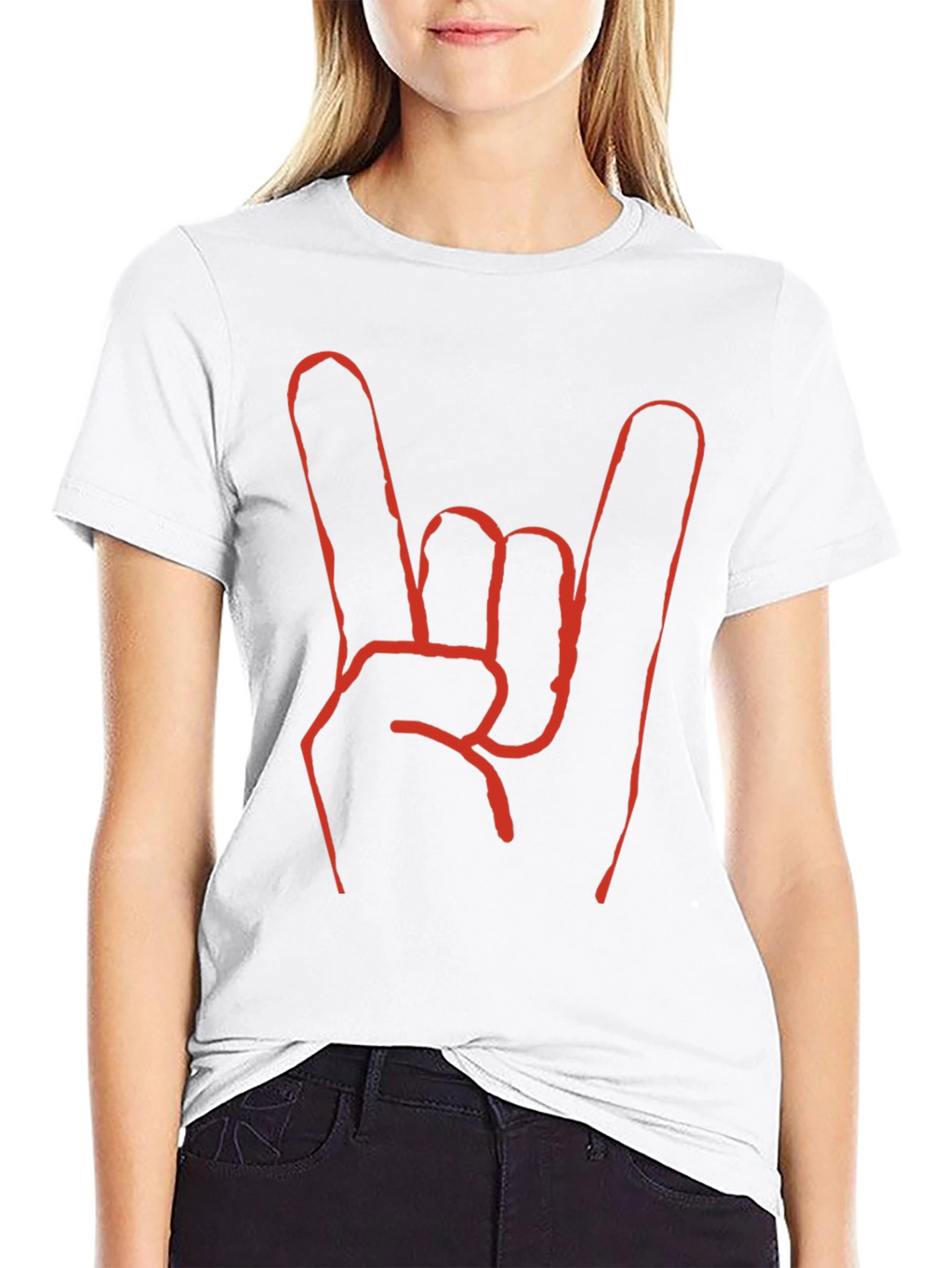 Rock On! Black T-Shirt with Bold Hand Sign Design