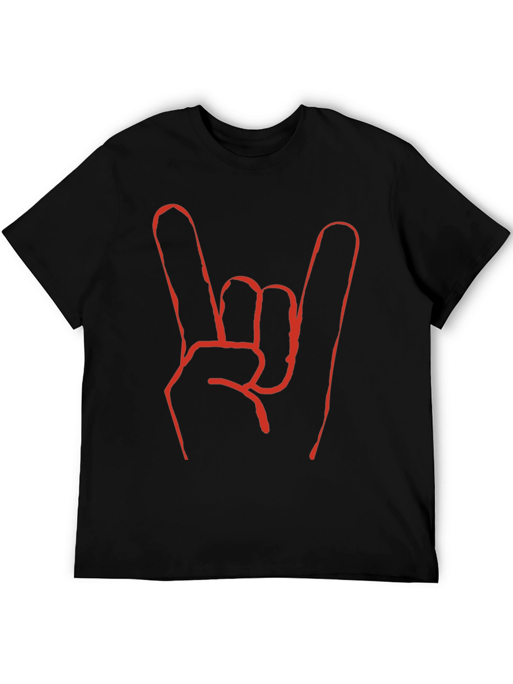 Rock On! Black T-Shirt with Bold Hand Sign Design