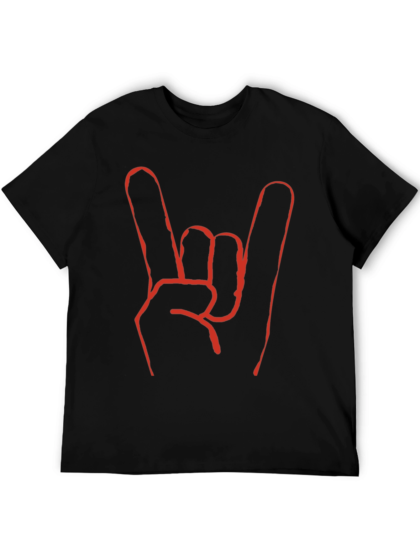 Rock On! Black T-Shirt with Bold Hand Sign Design