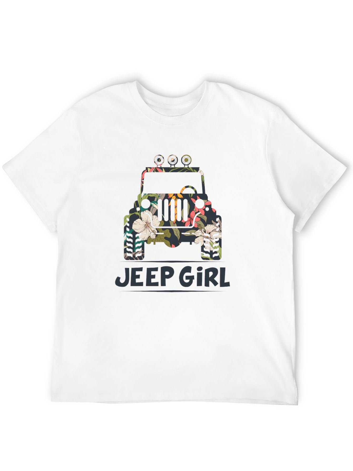 Jeep Girl Floral Graphic Black T-Shirt