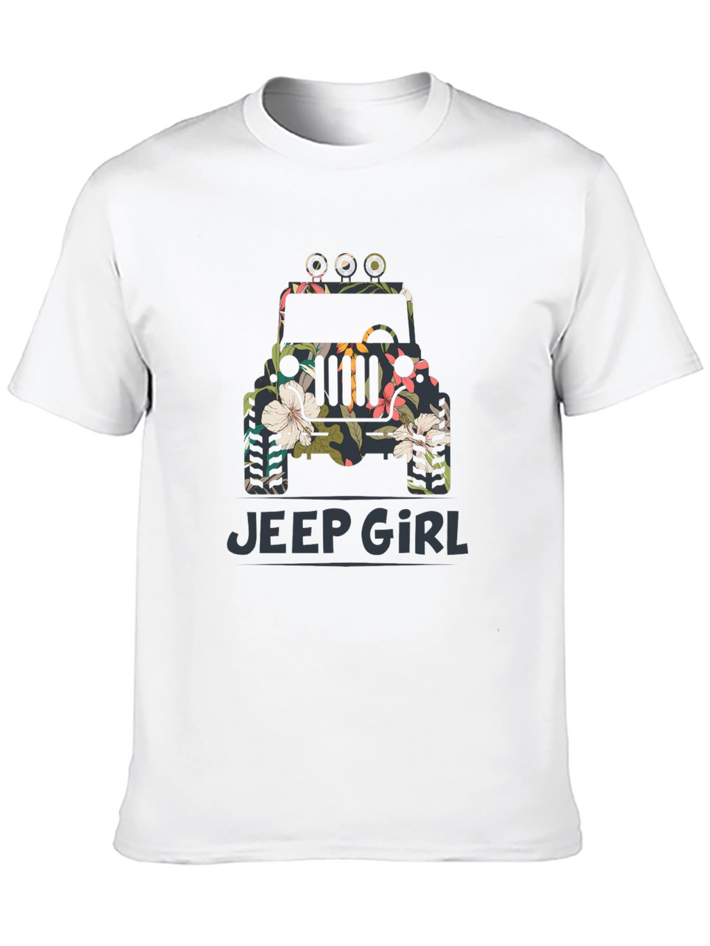Jeep Girl Floral Graphic Black T-Shirt