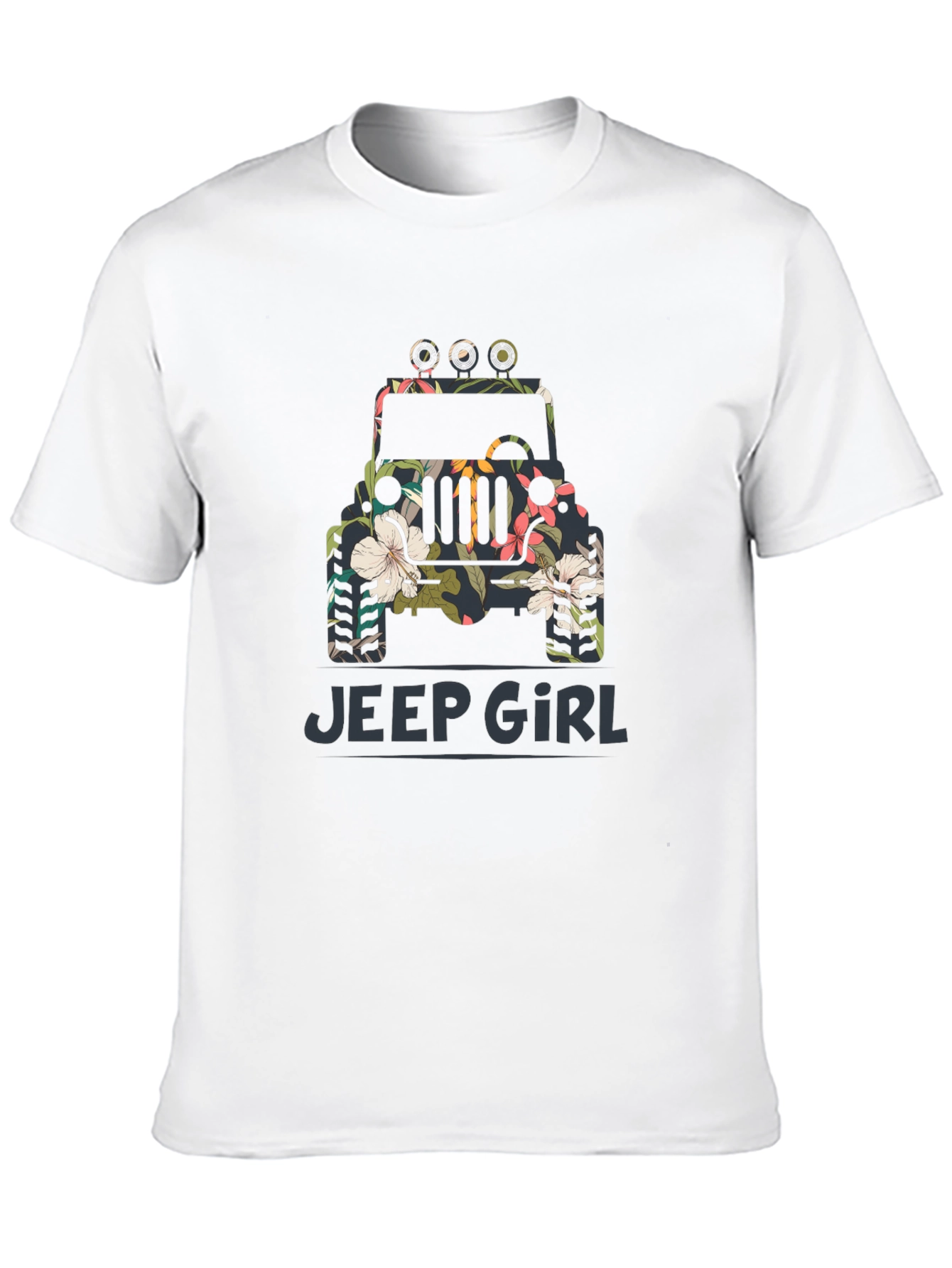 Jeep Girl Floral Graphic Black T-Shirt