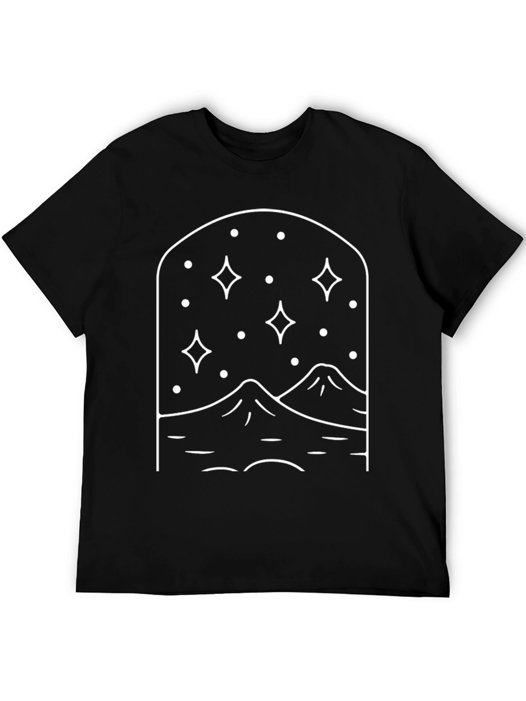 Night Sky Mountain Graphic Tee - Black