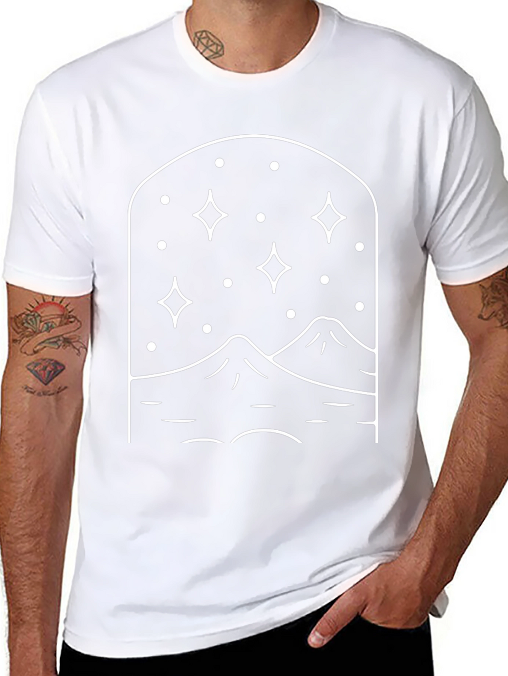 Night Sky Mountain Graphic Tee - Black