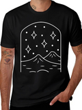 Night Sky Mountain Graphic Tee - Black