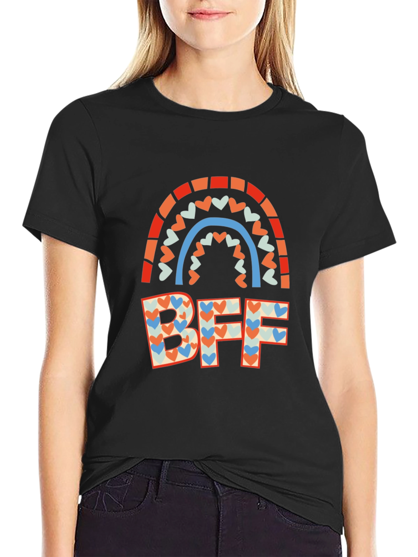 BFF Heart Rainbow Graphic Tee