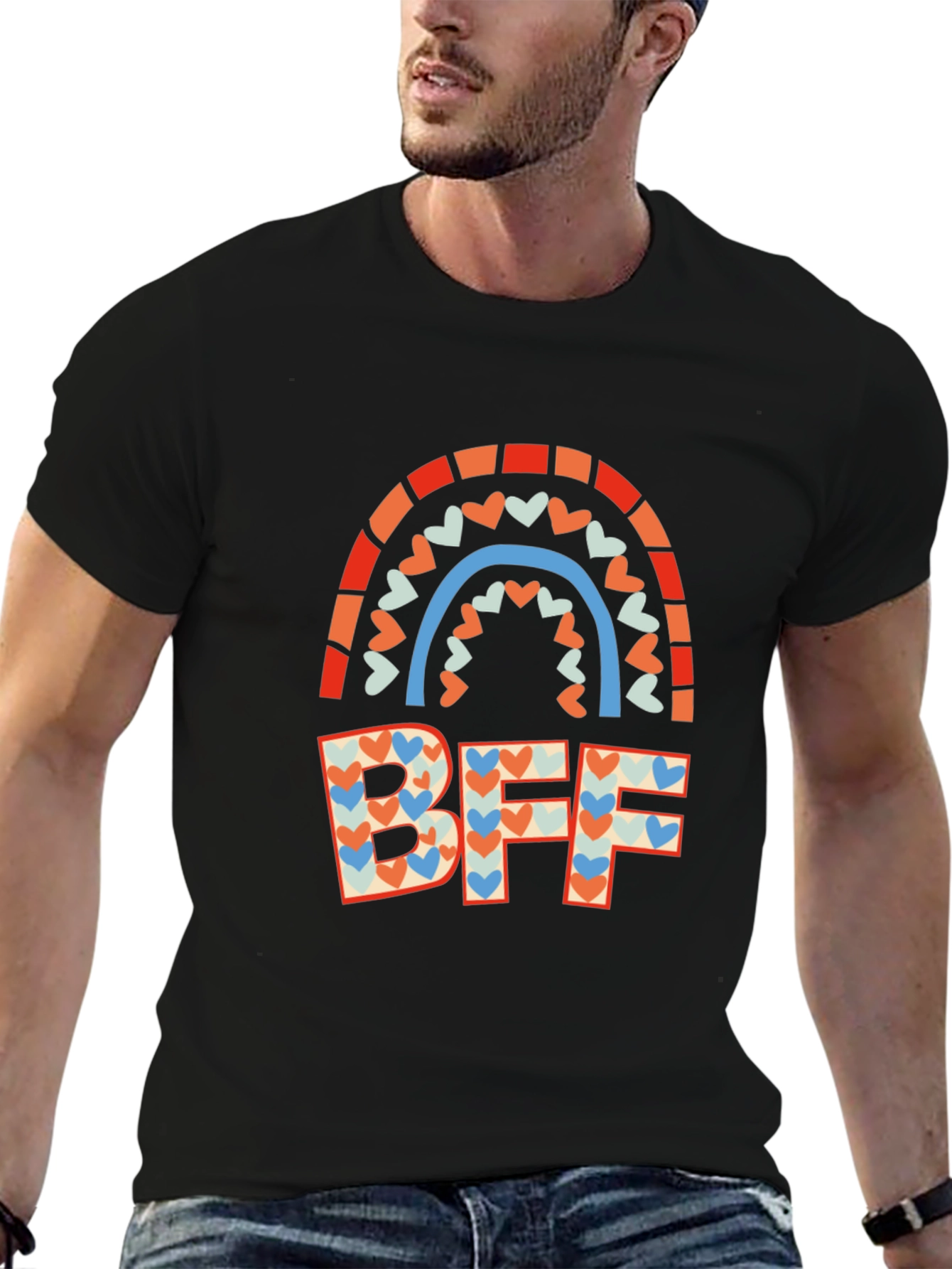 BFF Heart Rainbow Graphic Tee