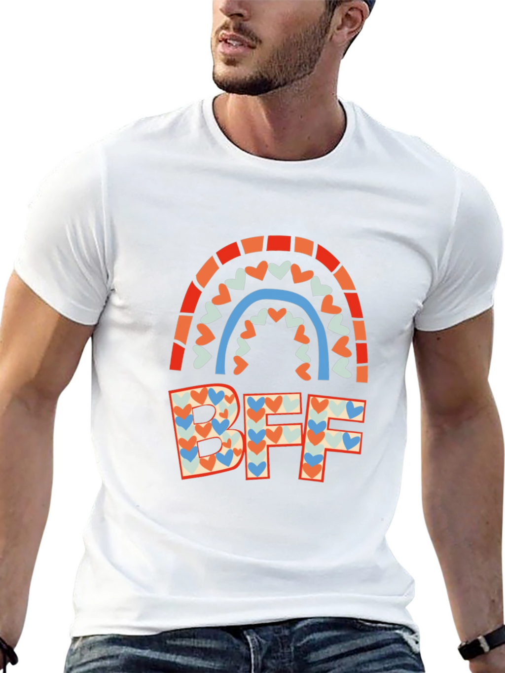 BFF Heart Rainbow Graphic Tee