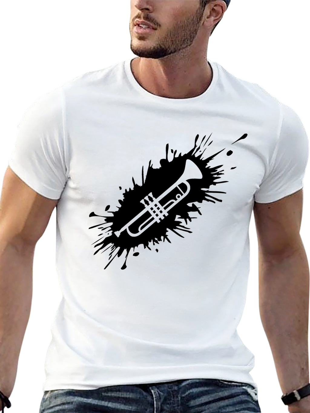 Trumpet Splash Graphic Tee - Stylish Music Lover T-Shirt