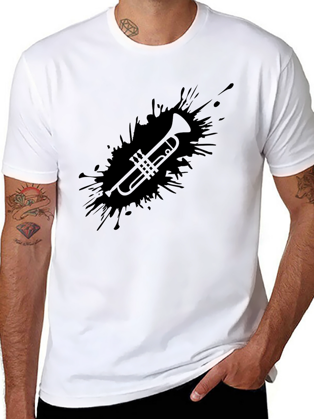Trumpet Splash Graphic Tee - Stylish Music Lover T-Shirt