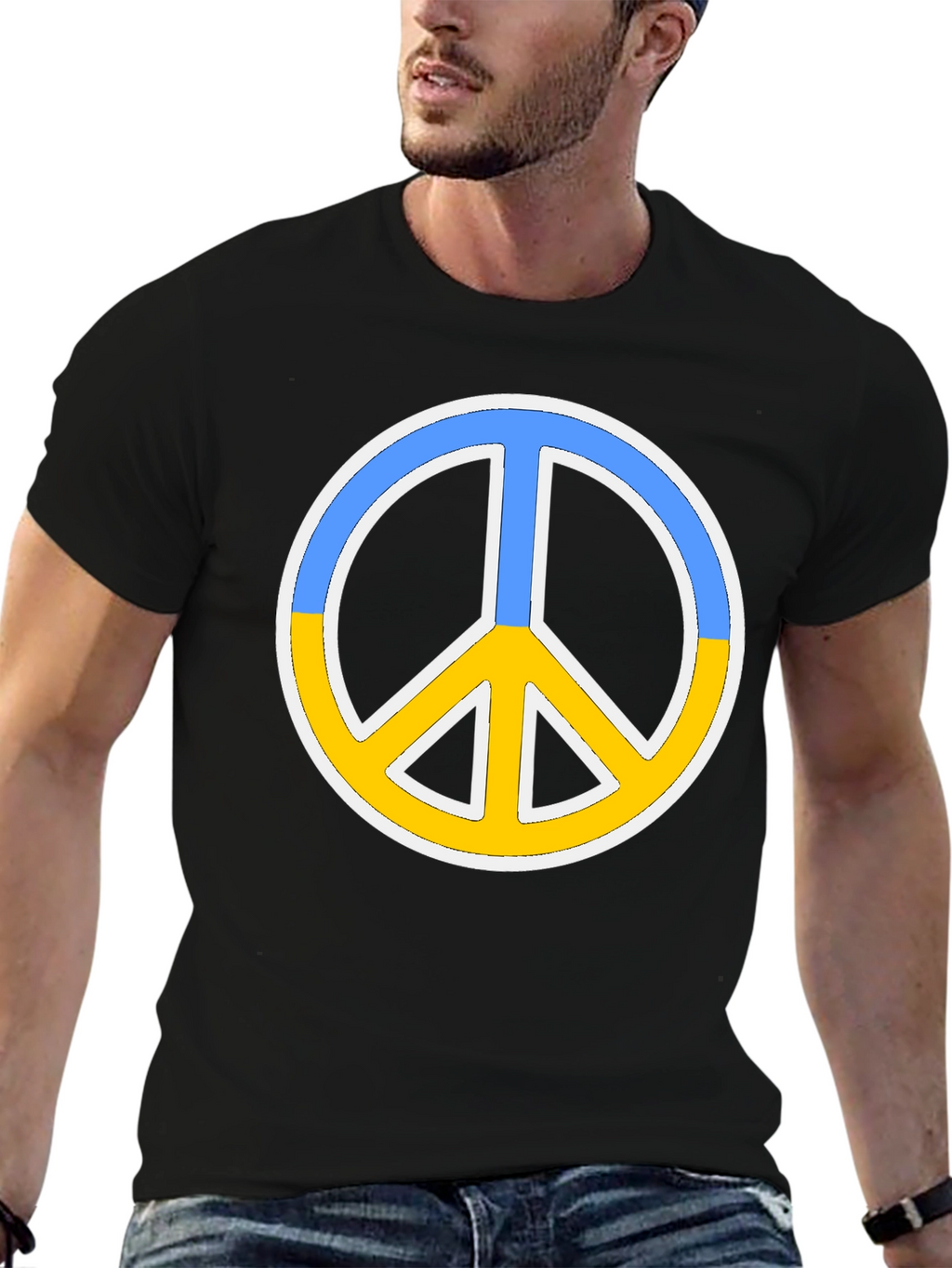 Ukraine Peace Sign Black T-Shirt