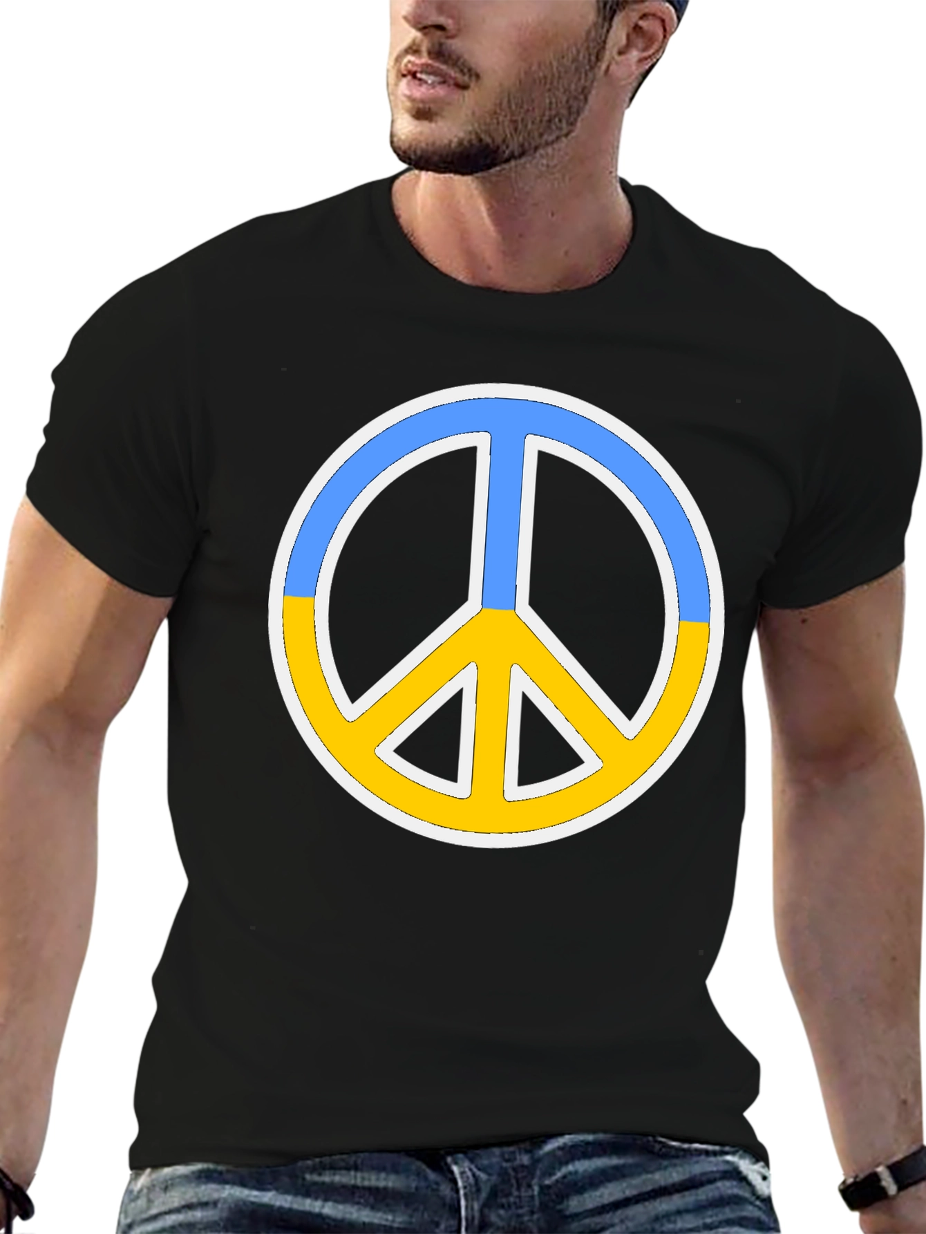 Ukraine Peace Sign Black T-Shirt