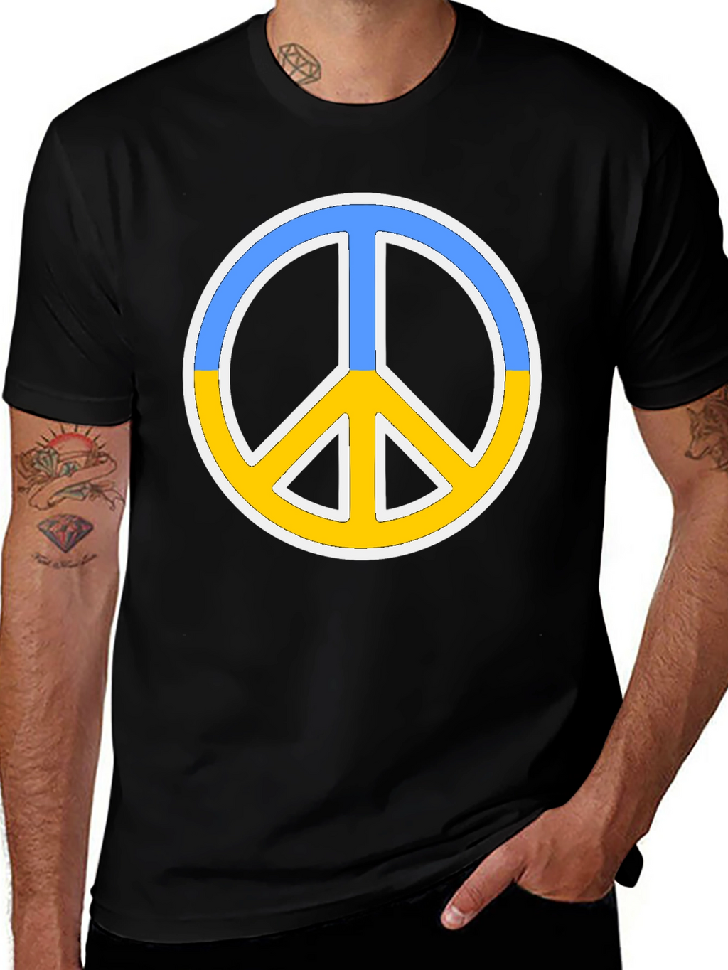 Ukraine Peace Sign Black T-Shirt