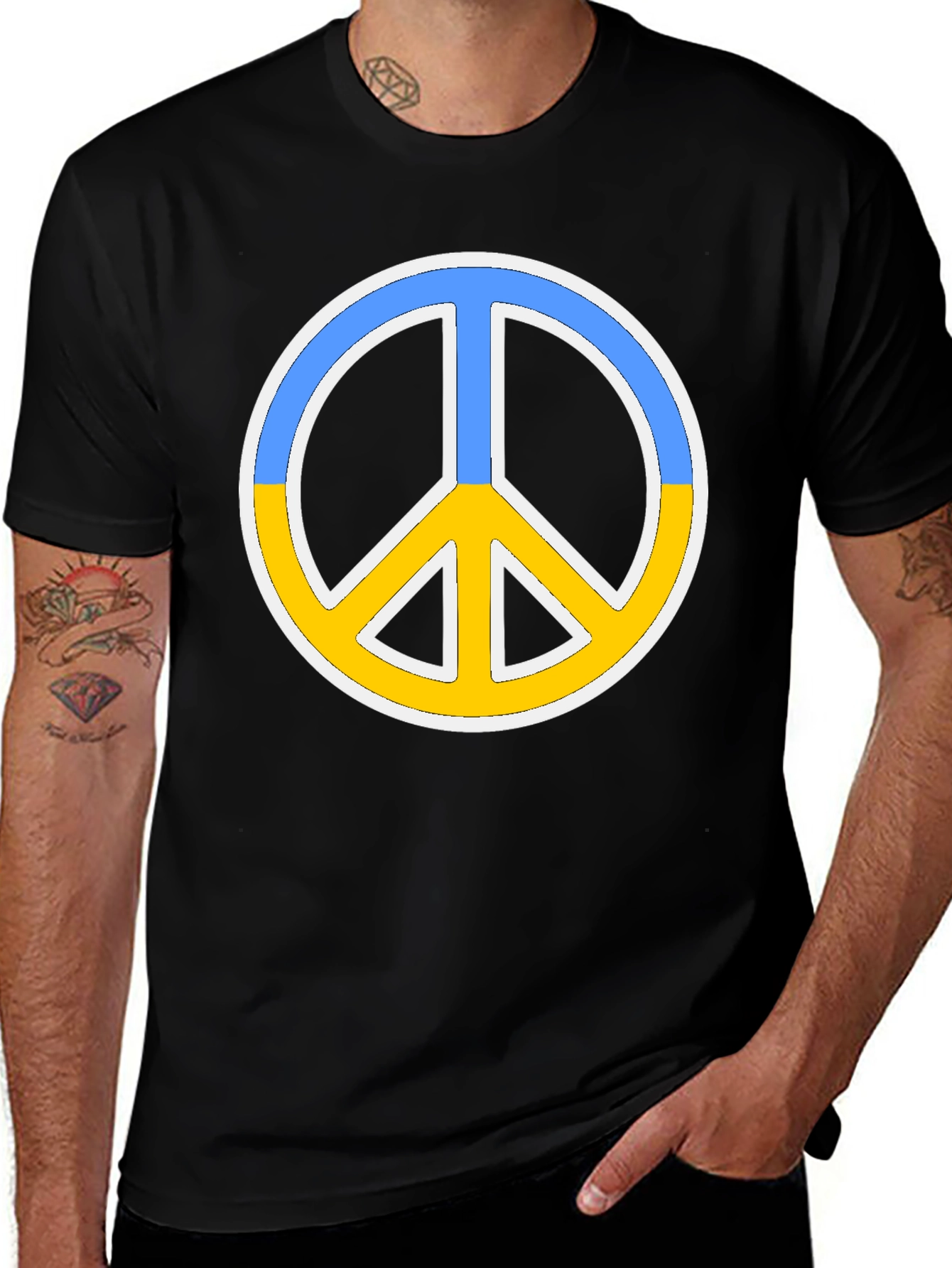Ukraine Peace Sign Black T-Shirt