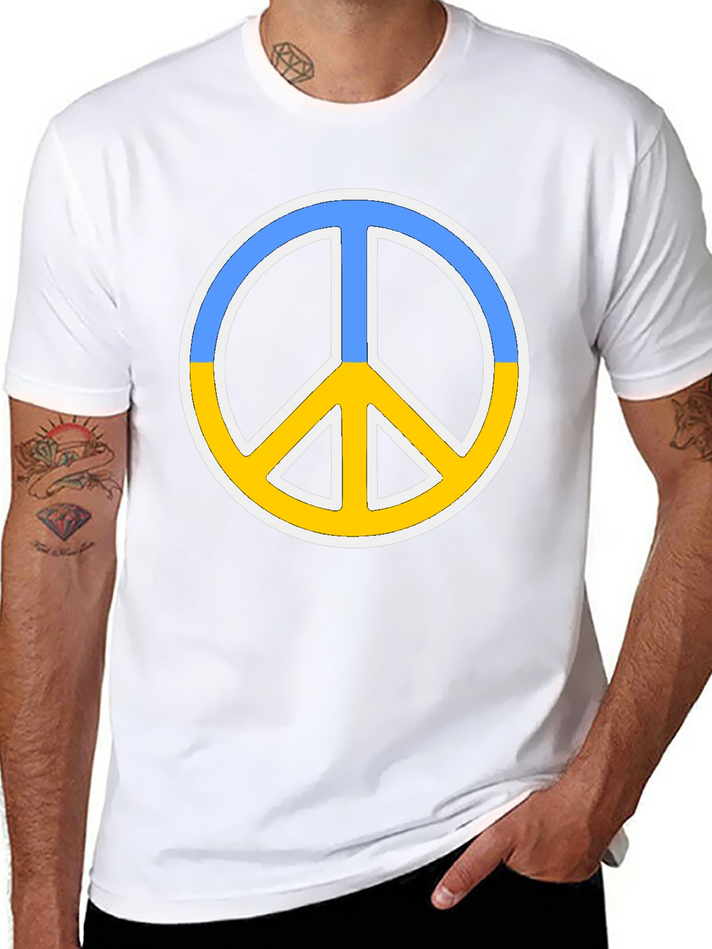 Ukraine Peace Sign Black T-Shirt