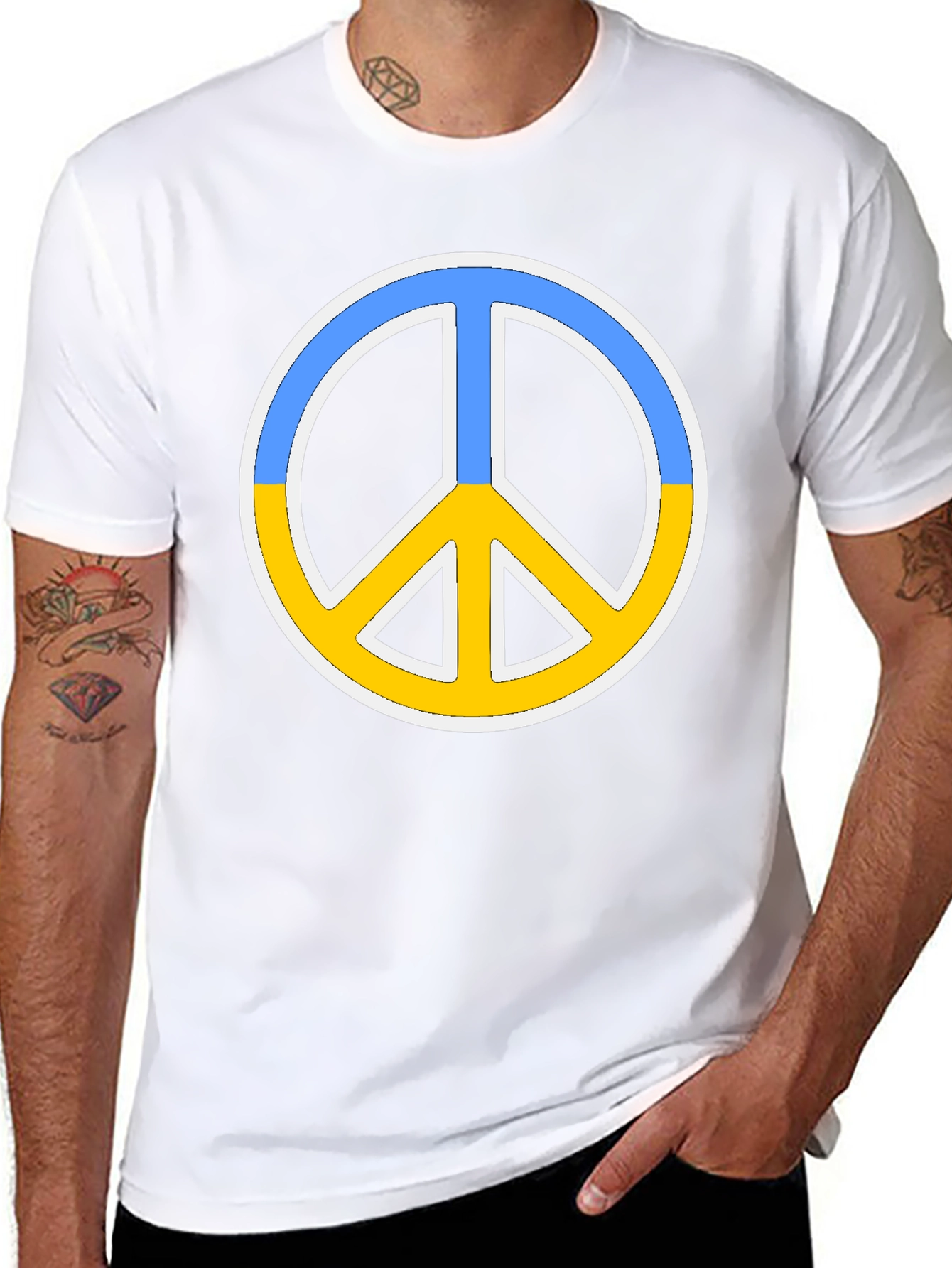 Ukraine Peace Sign Black T-Shirt