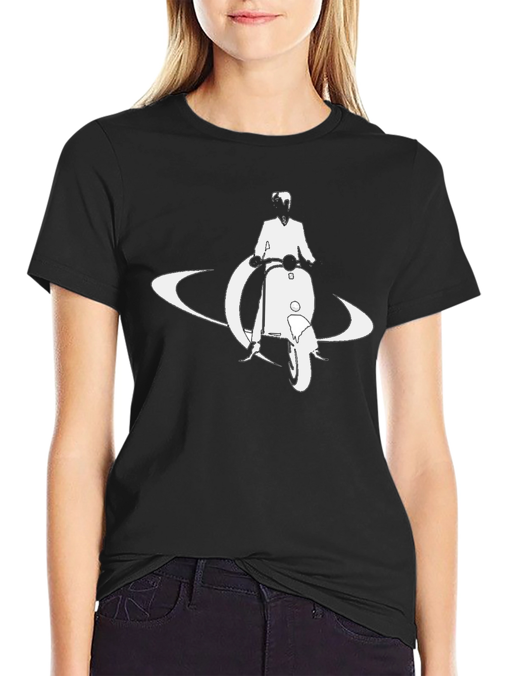 Retro Scooter Graphic Tee - Black