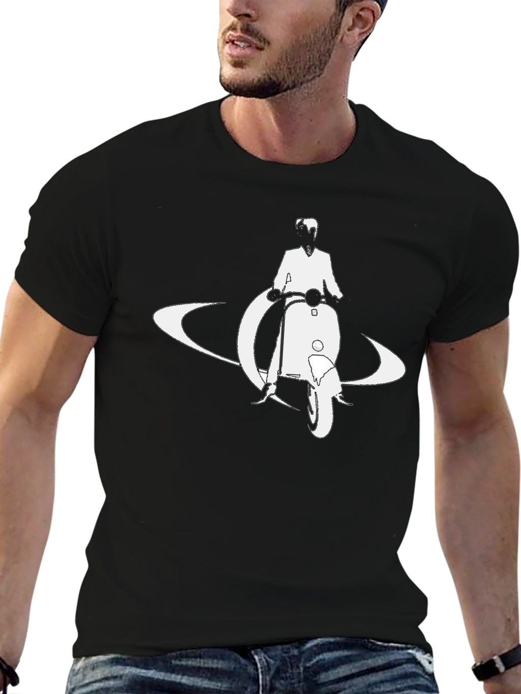 Retro Scooter Graphic Tee - Black
