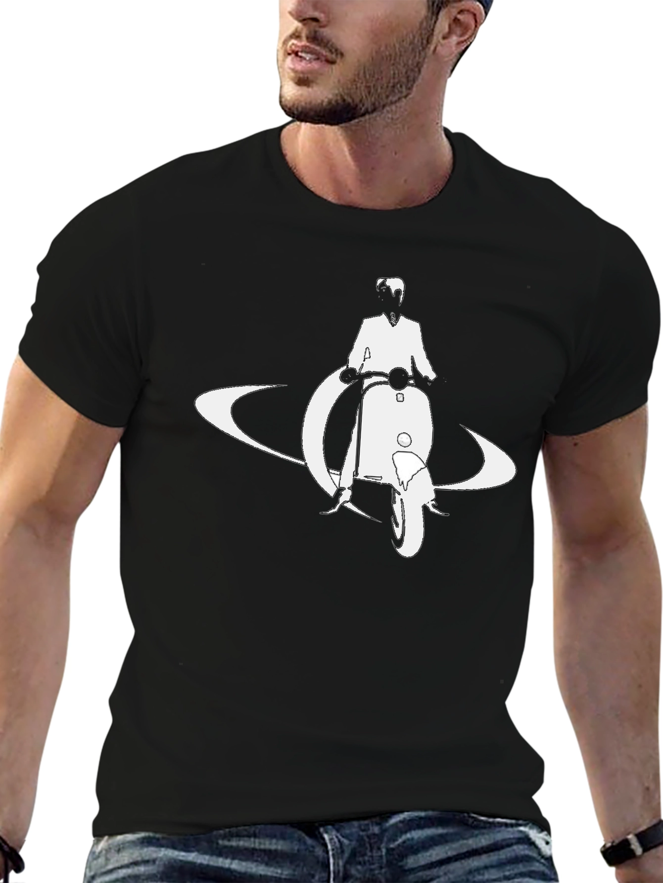 Retro Scooter Graphic Tee - Black