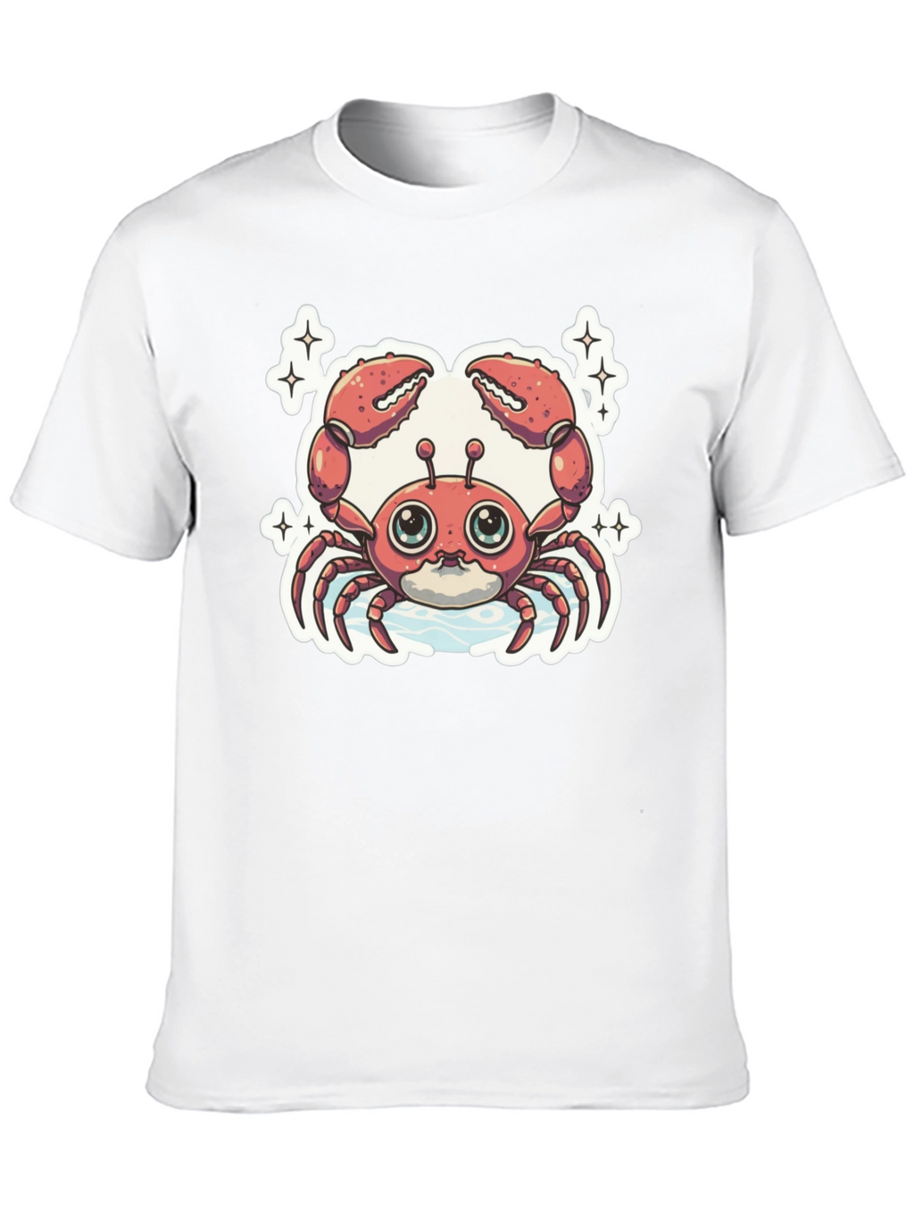 Cute Cartoon Crab Graphic Tee - Black