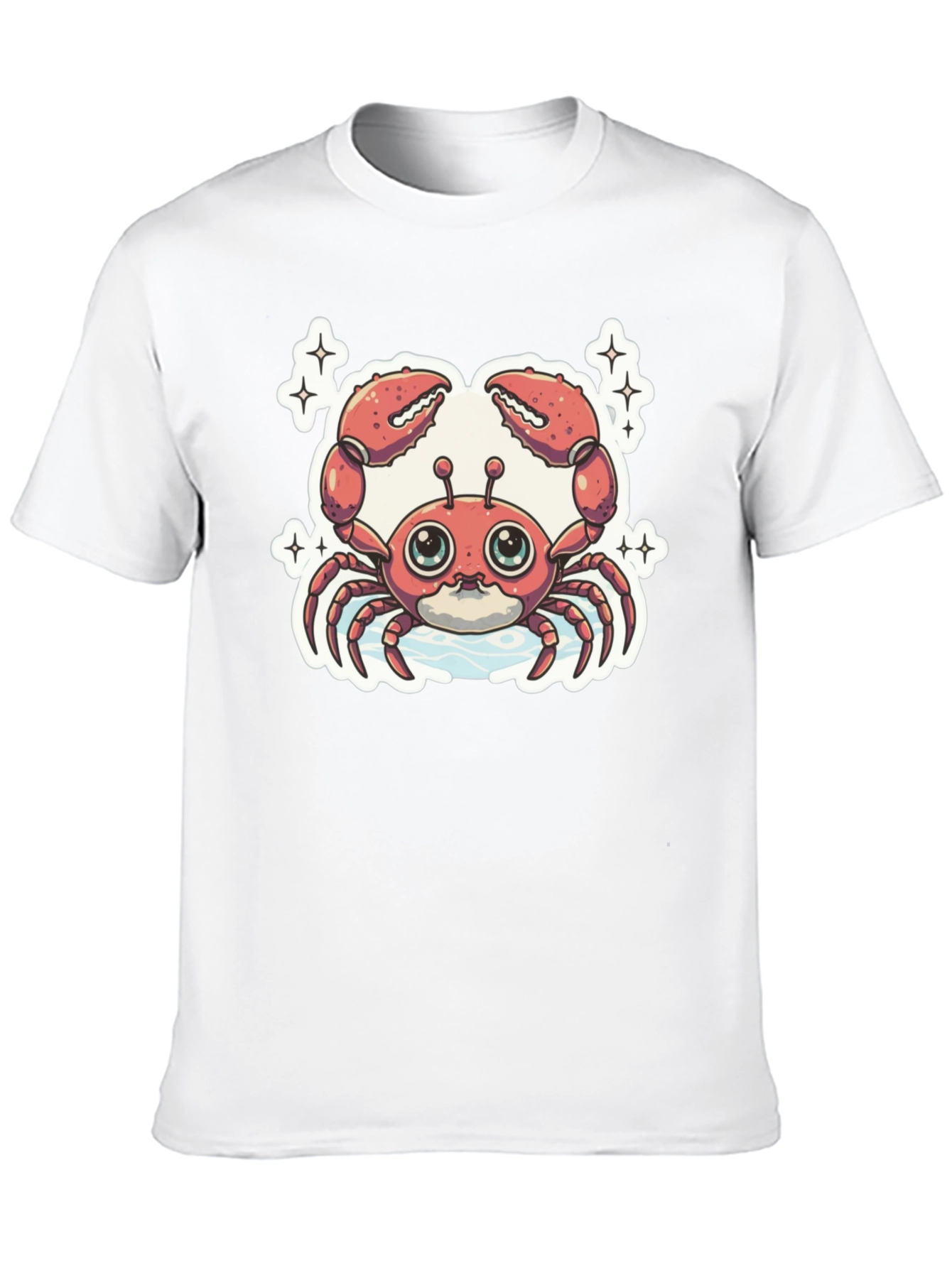 Cute Cartoon Crab Graphic Tee - Black