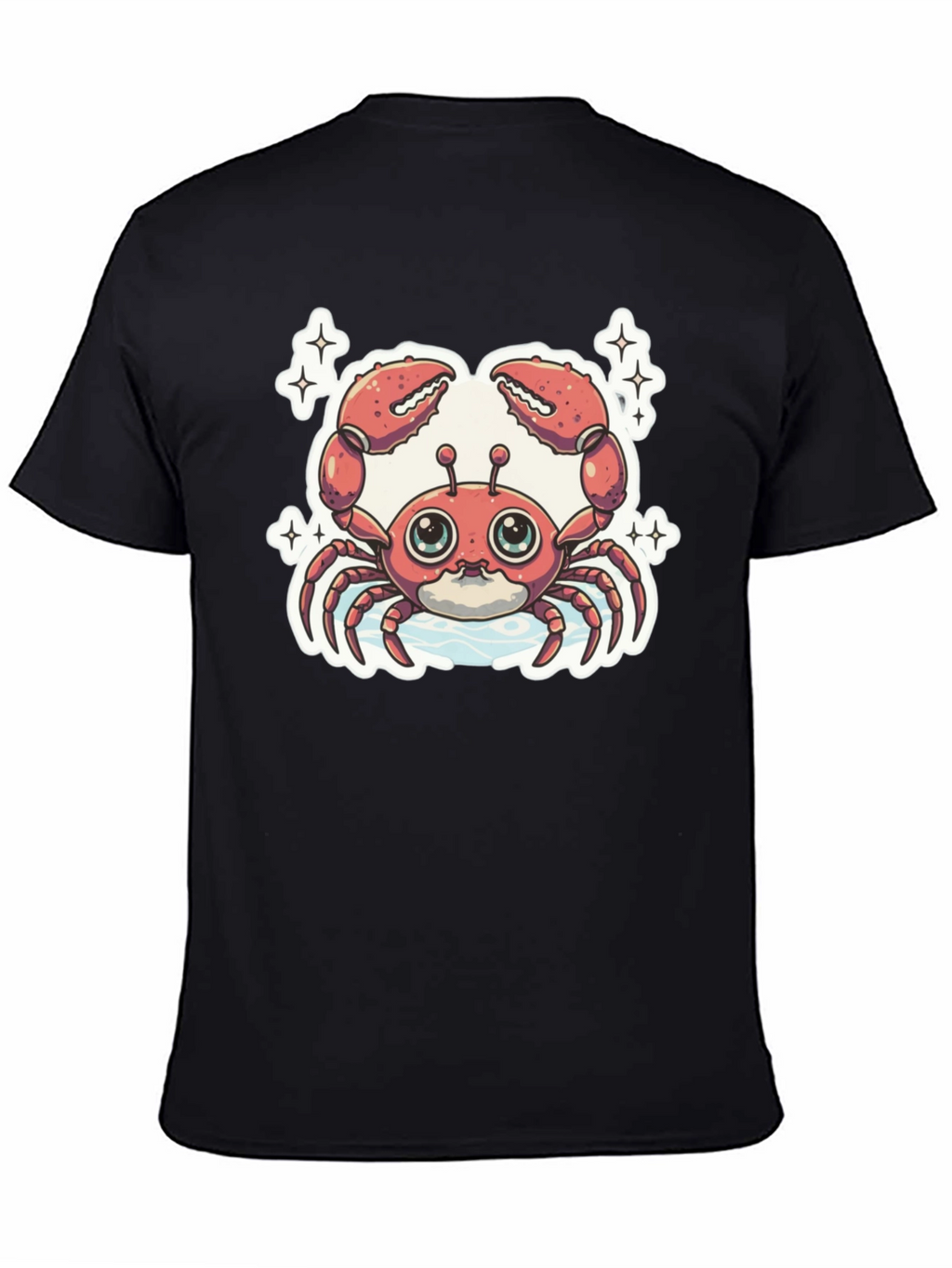 Cute Cartoon Crab Graphic Tee - Black