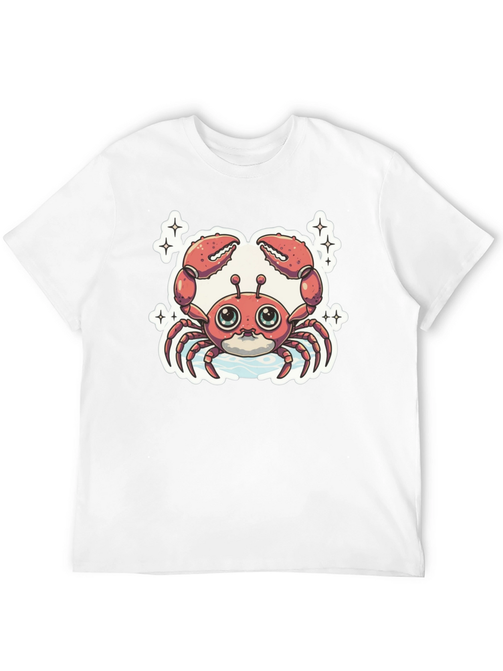 Cute Cartoon Crab Graphic Tee - Black
