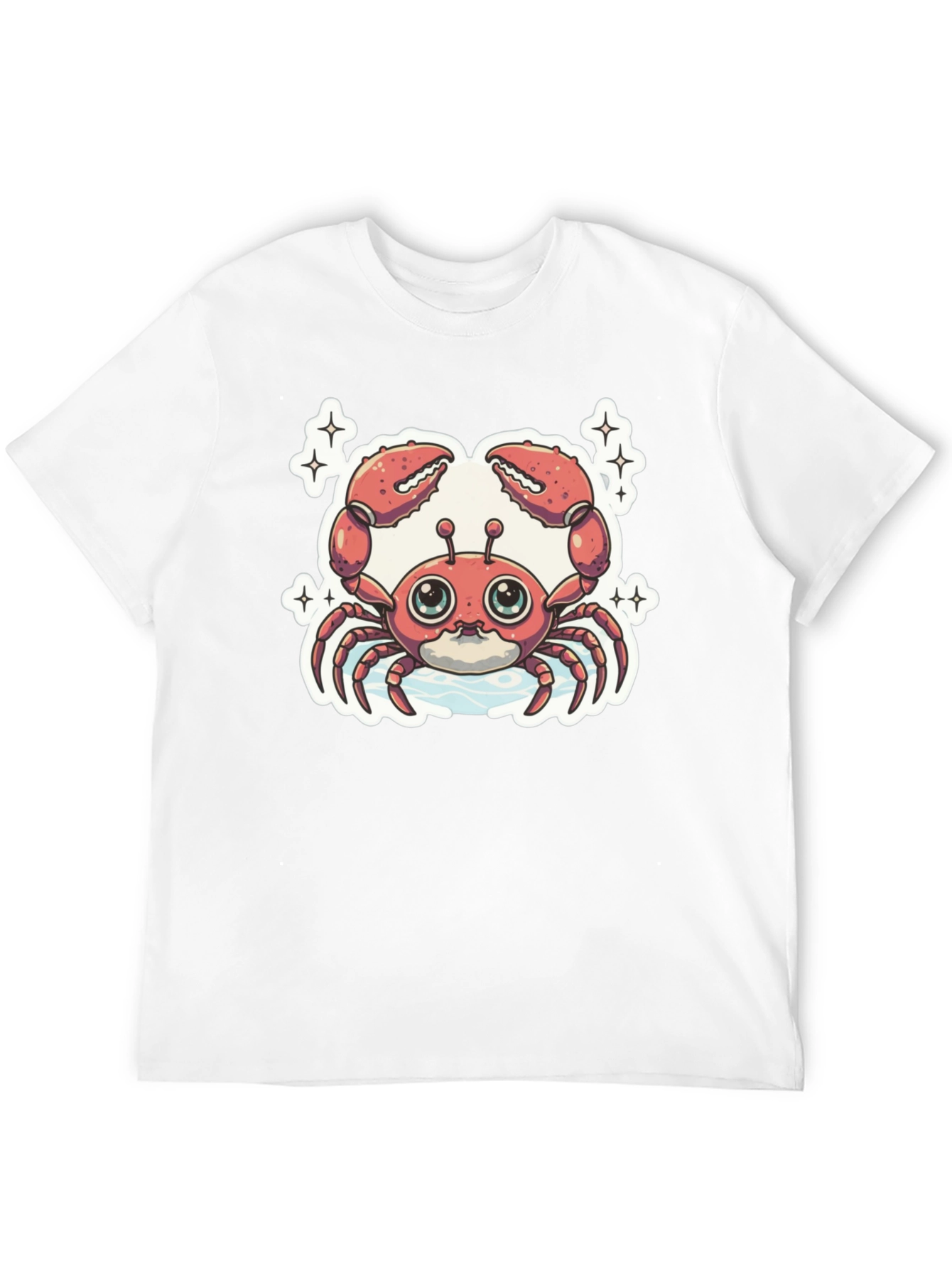 Cute Cartoon Crab Graphic Tee - Black