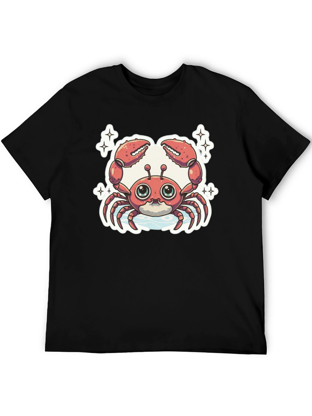 Cute Cartoon Crab Graphic Tee - Black