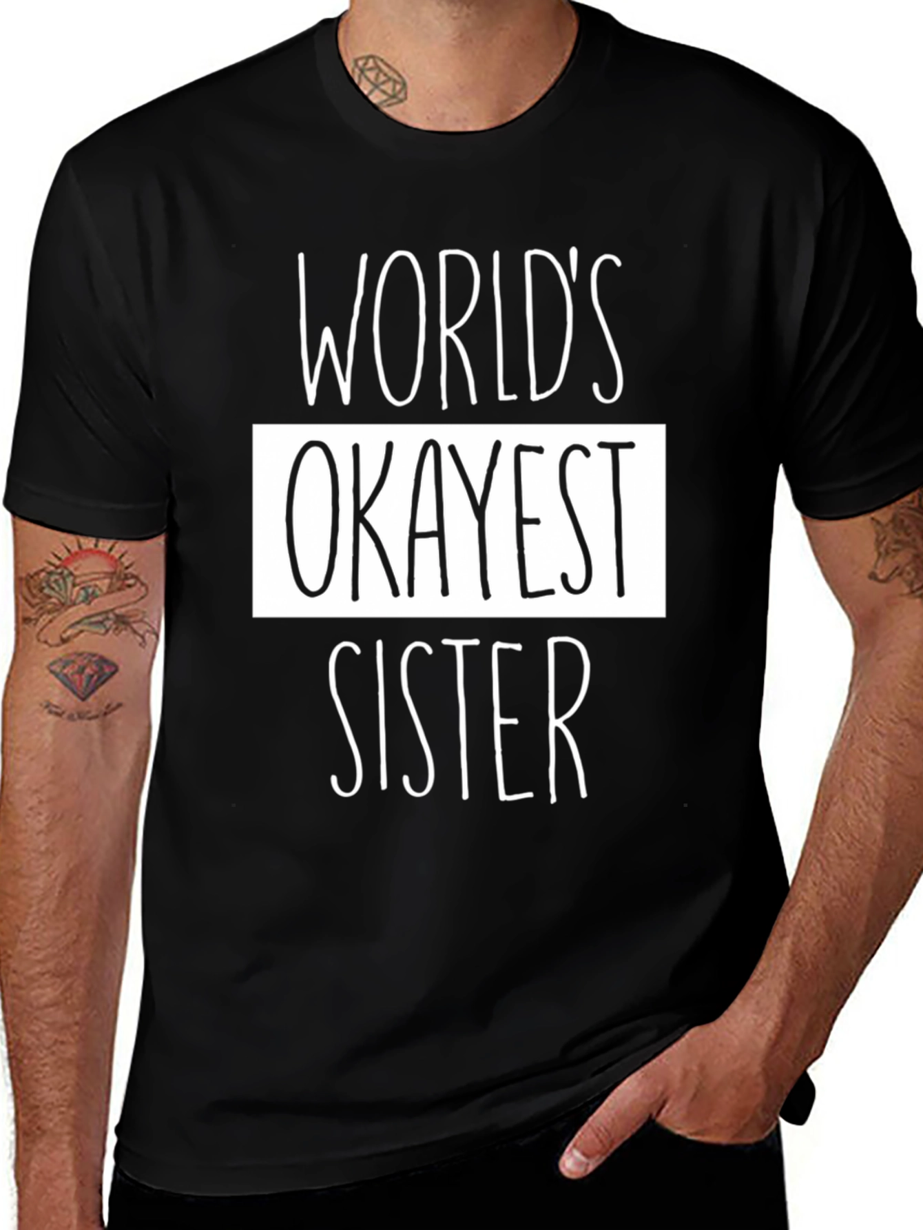 Worlds Okayest Sister Black Graphic Tee