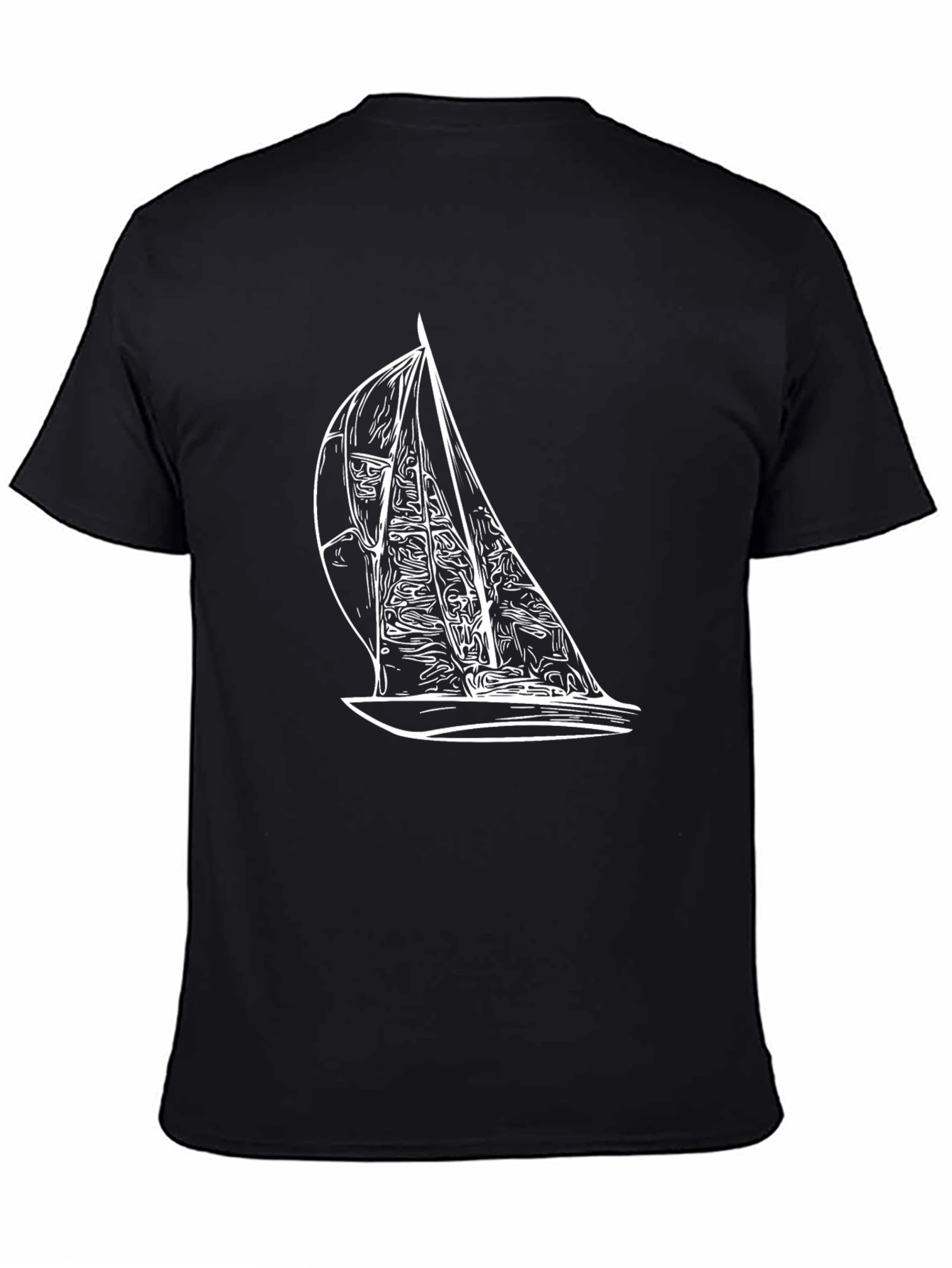 Sailboat Graphic Tee - Black Casual T-Shirt