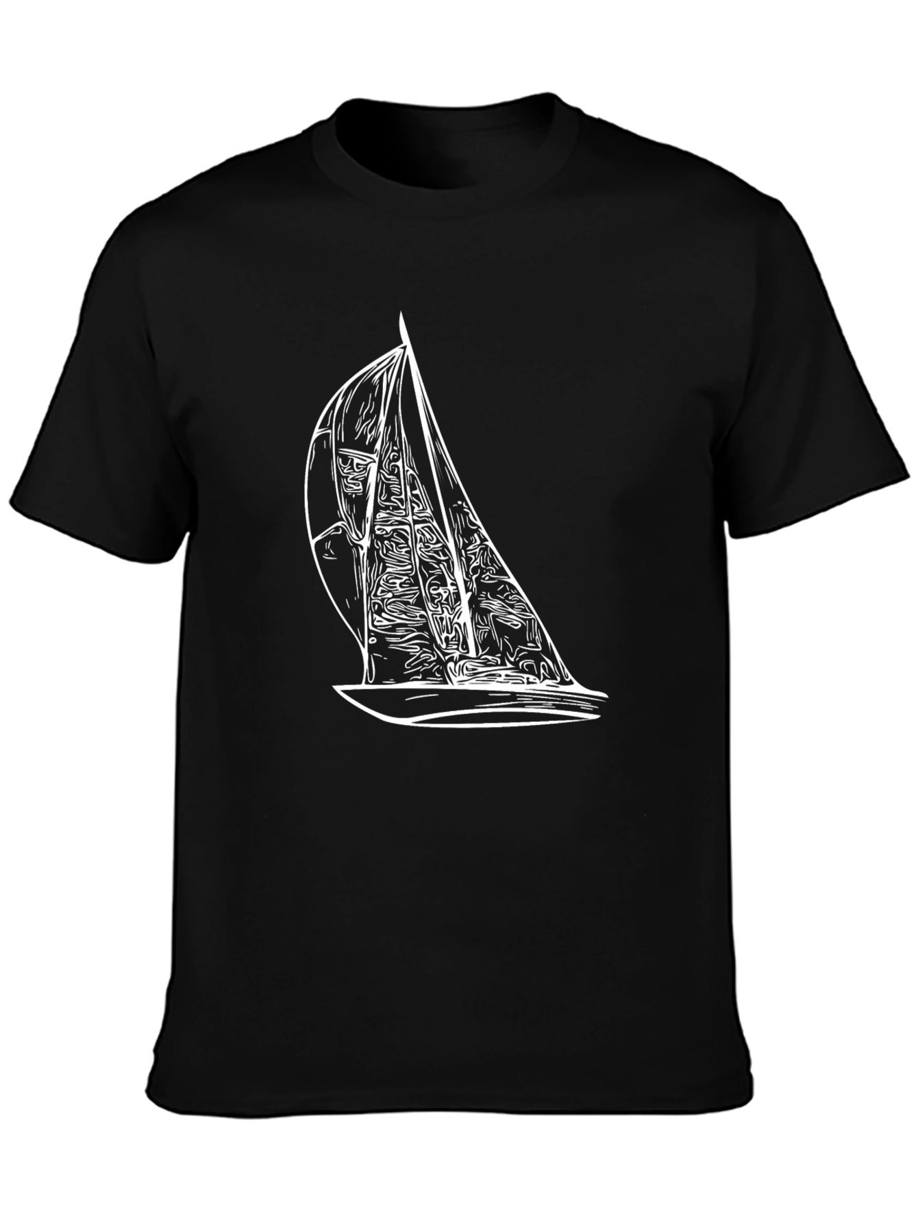 Sailboat Graphic Tee - Black Casual T-Shirt