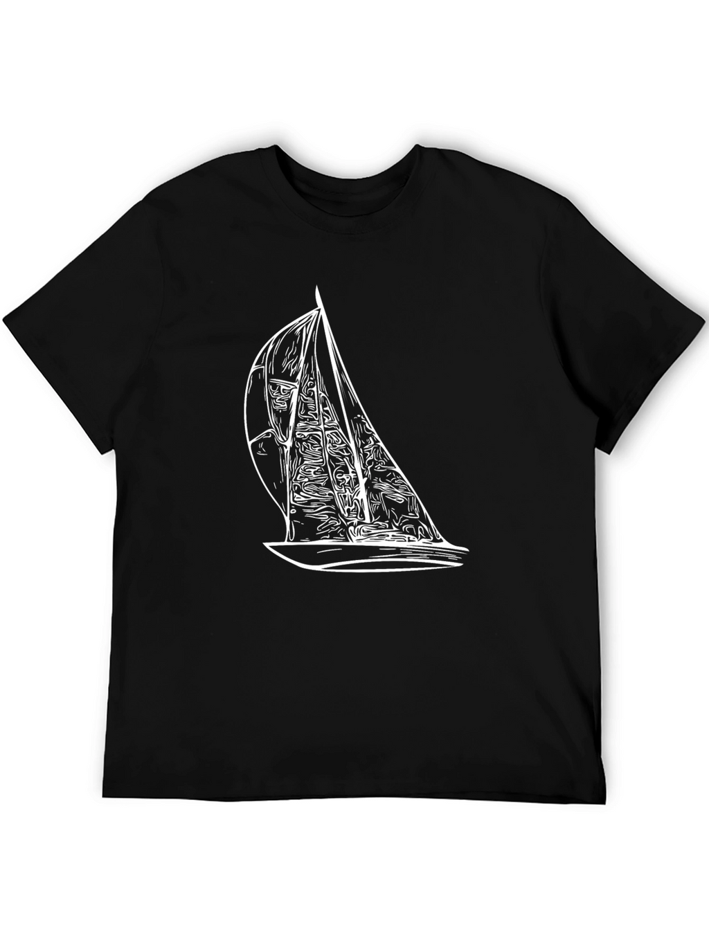 Sailboat Graphic Tee - Black Casual T-Shirt