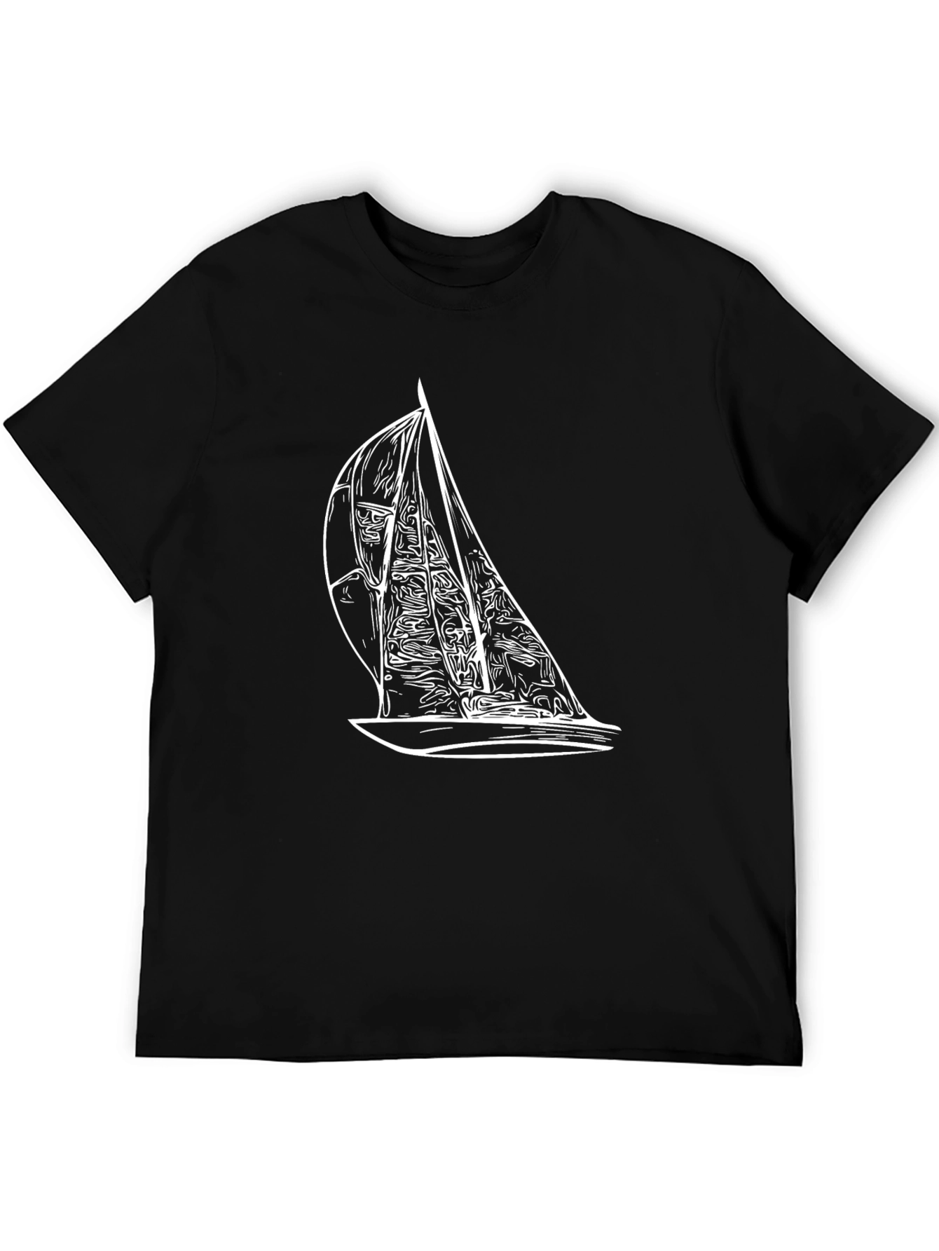 Sailboat Graphic Tee - Black Casual T-Shirt