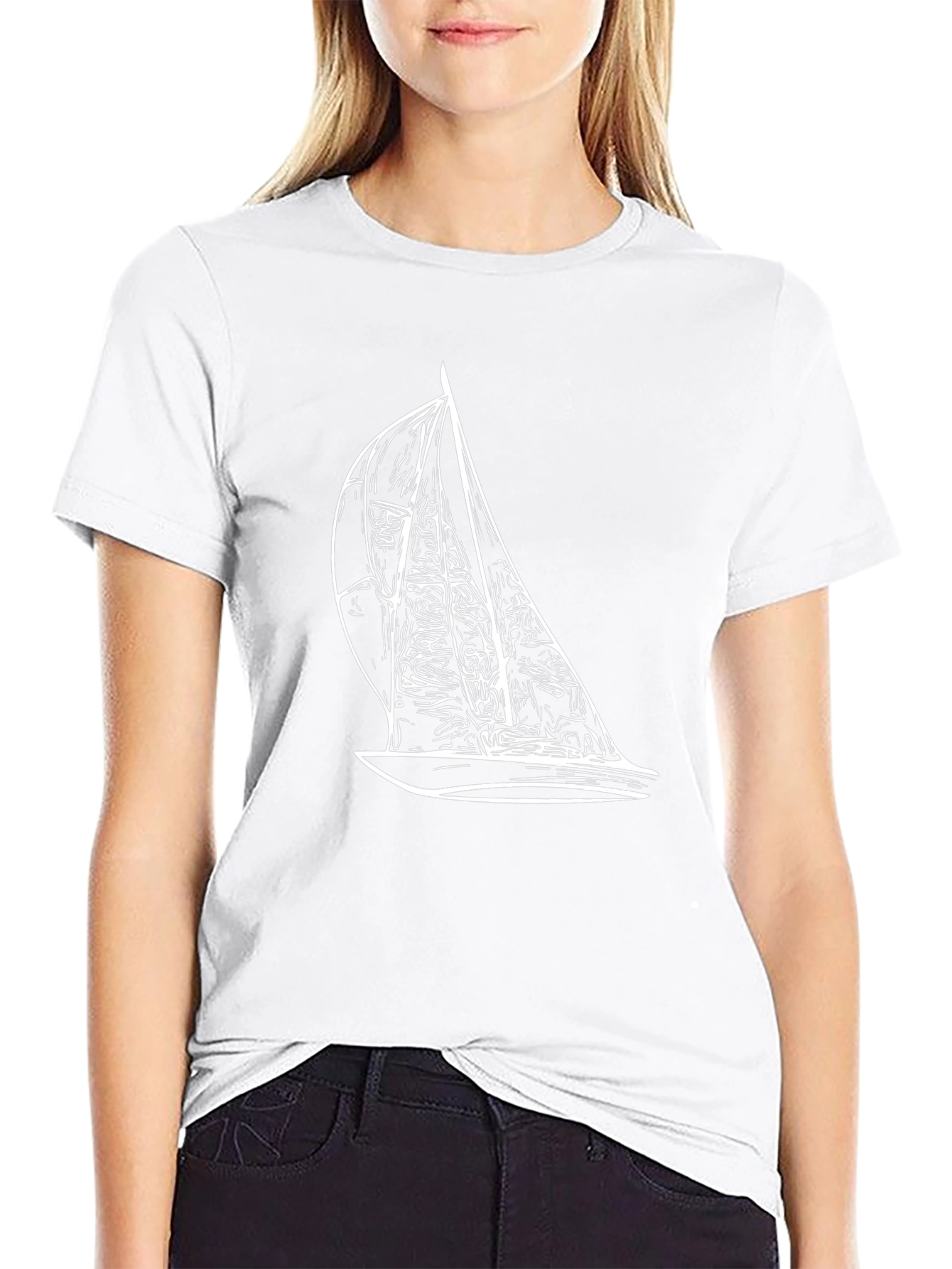 Sailboat Graphic Tee - Black Casual T-Shirt