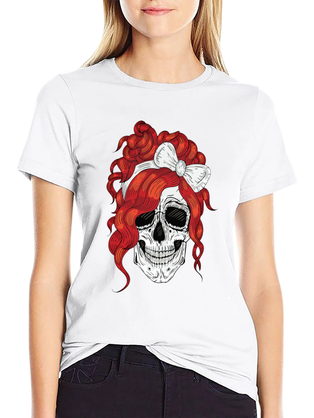 Skull with Bow T-Shirt - Rocker Tee