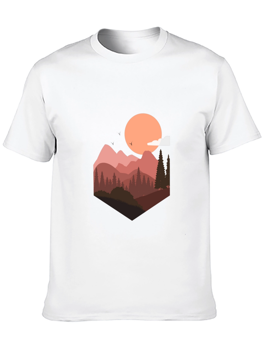 Mountain Sunset Graphic Tee - Stylish Mens Black T-Shirt