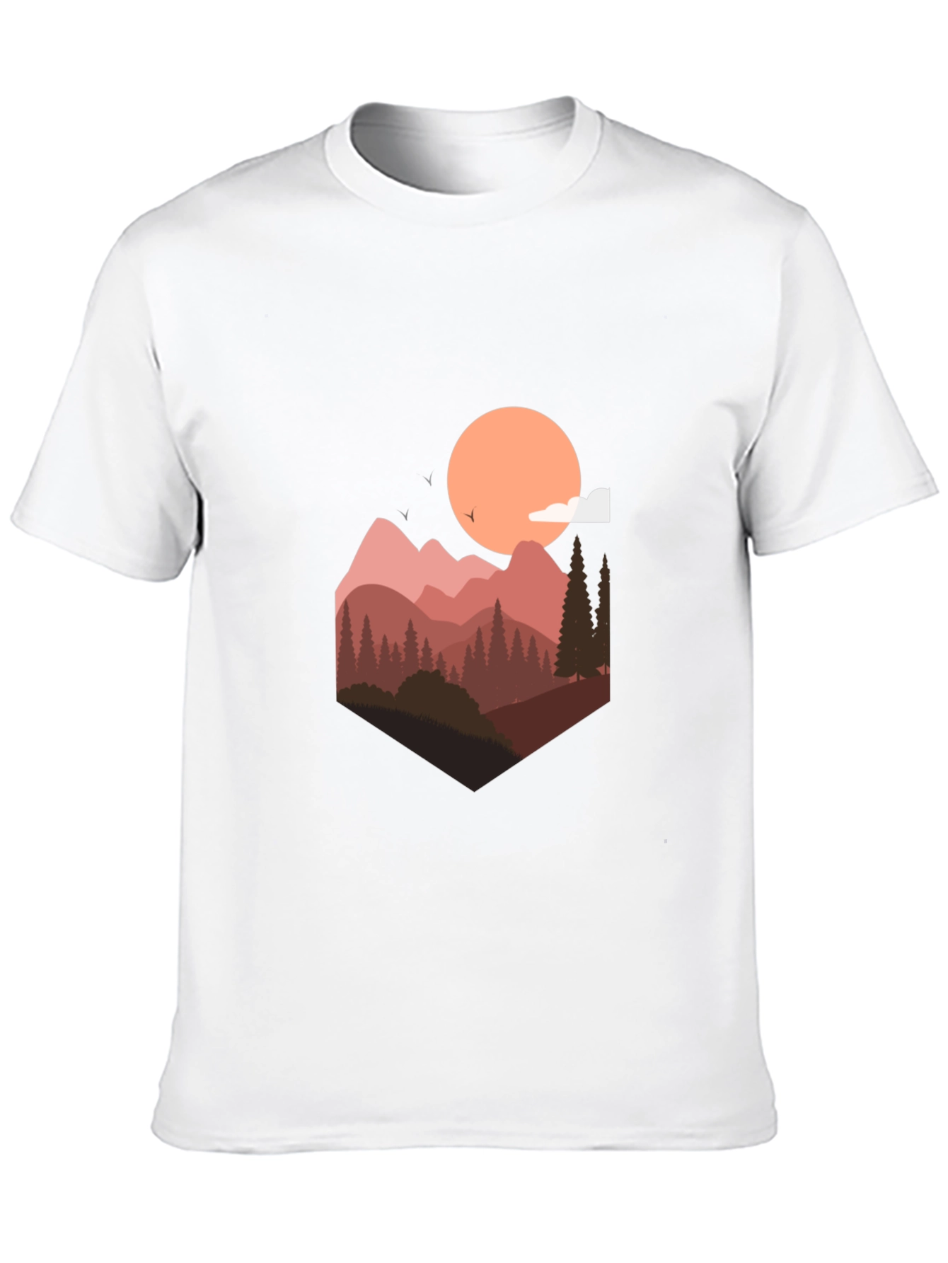 Mountain Sunset Graphic Tee - Stylish Mens Black T-Shirt