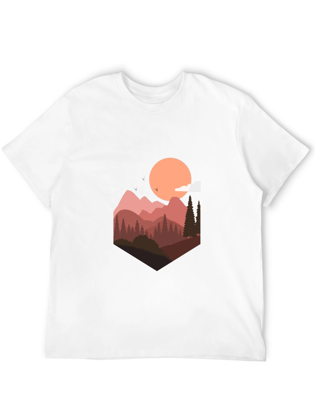 Mountain Sunset Graphic Tee - Stylish Mens Black T-Shirt