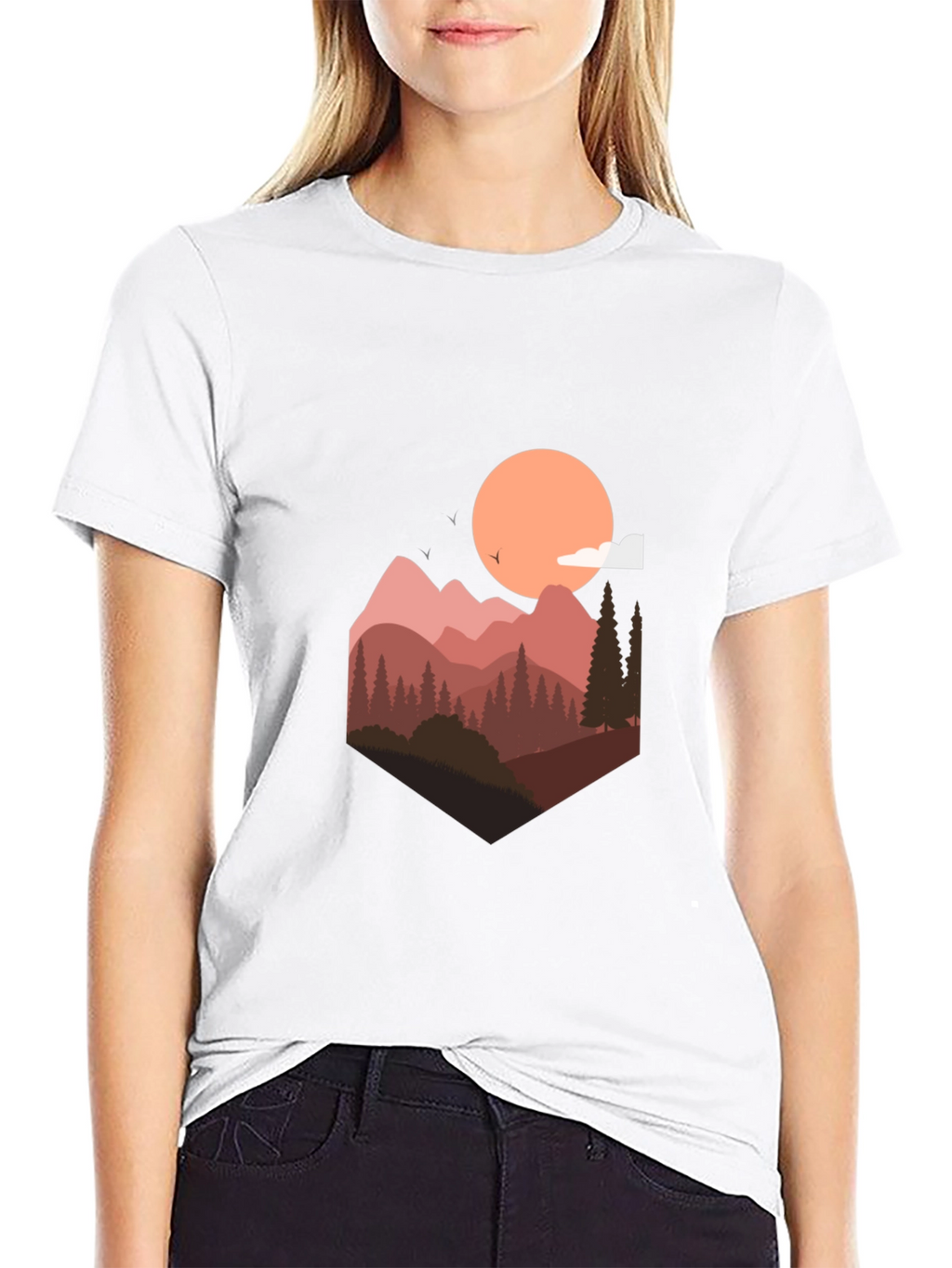 Mountain Sunset Graphic Tee - Stylish Mens Black T-Shirt