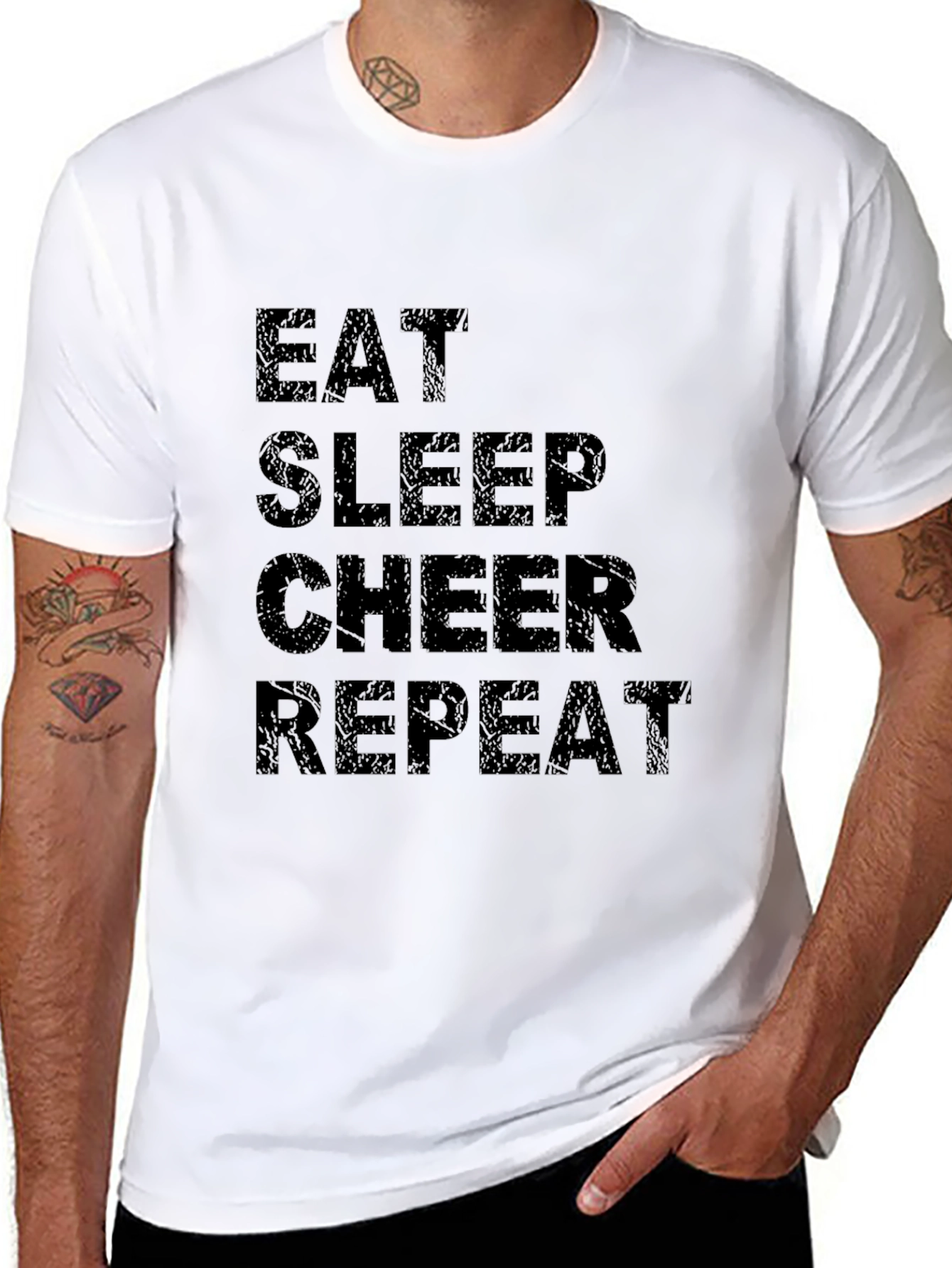Eat Sleep Cheer Repeat - Graphic T-Shirt