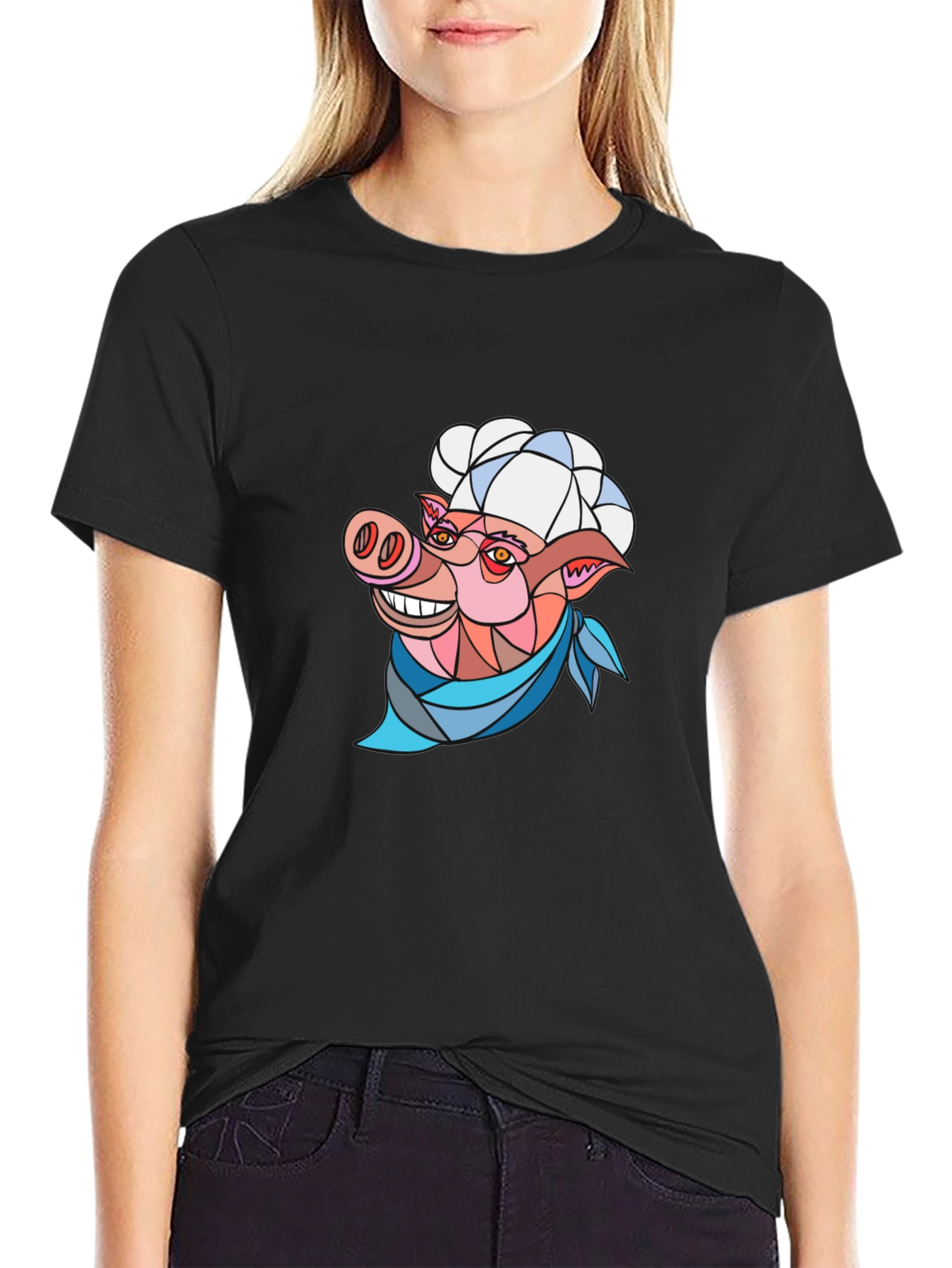 Chef Pig Graphic Tee - Black Cotton T-Shirt