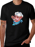 Chef Pig Graphic Tee - Black Cotton T-Shirt