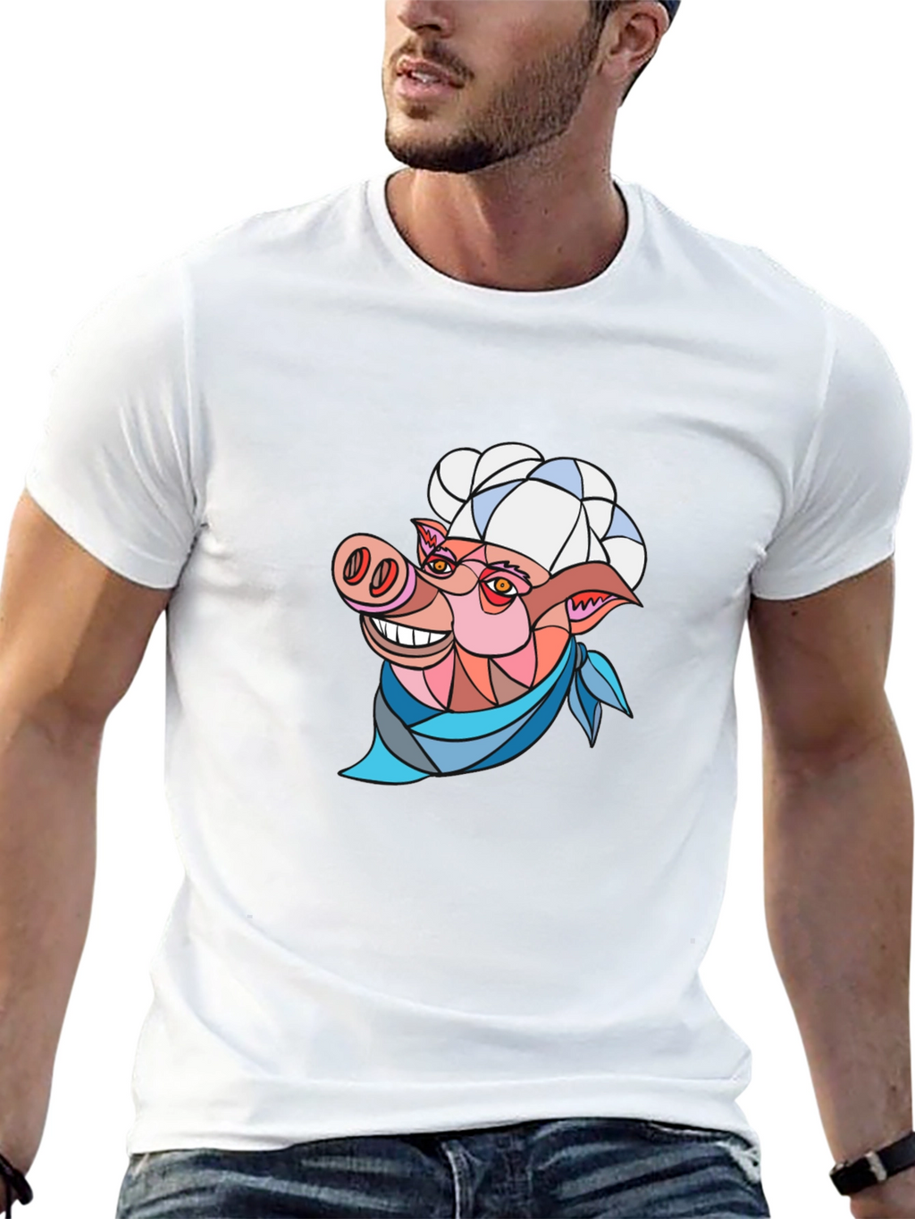 Chef Pig Graphic Tee - Black Cotton T-Shirt