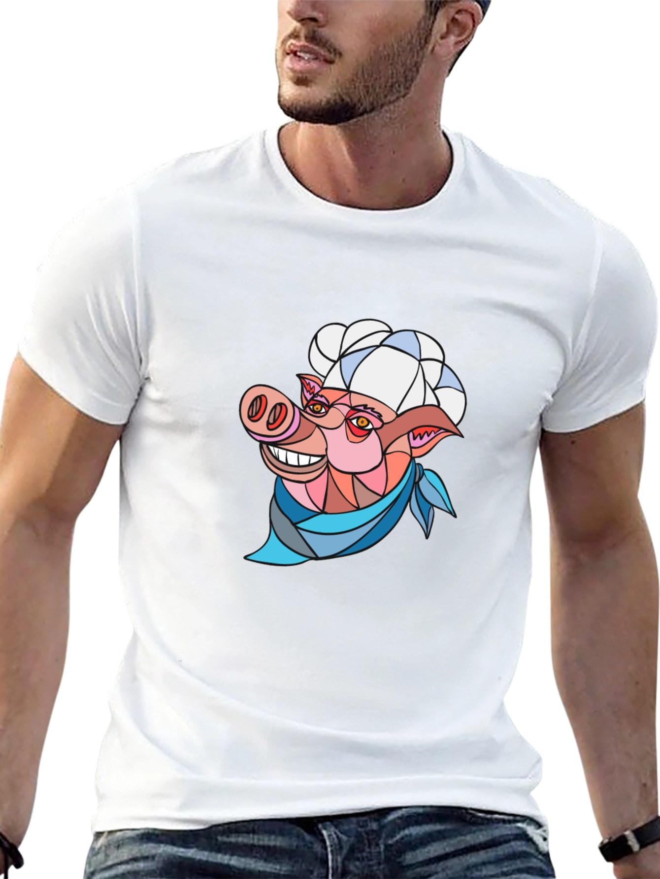 Chef Pig Graphic Tee - Black Cotton T-Shirt